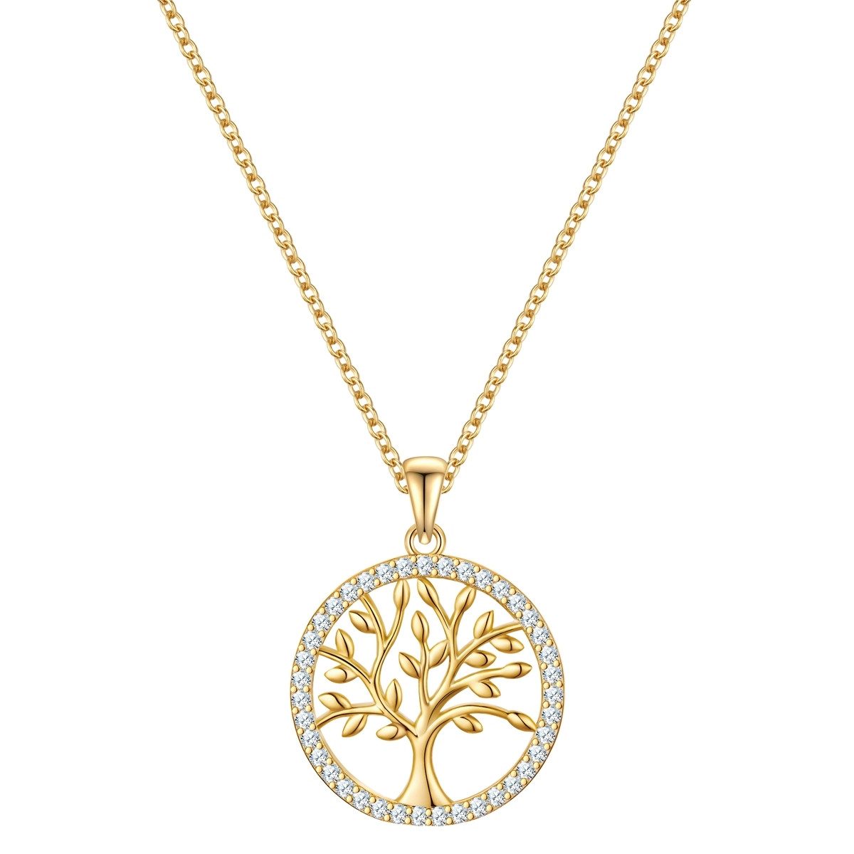 Rafaela Donata Silberkette Lebensbaum gelbgold, mit Zirkonia günstig online kaufen