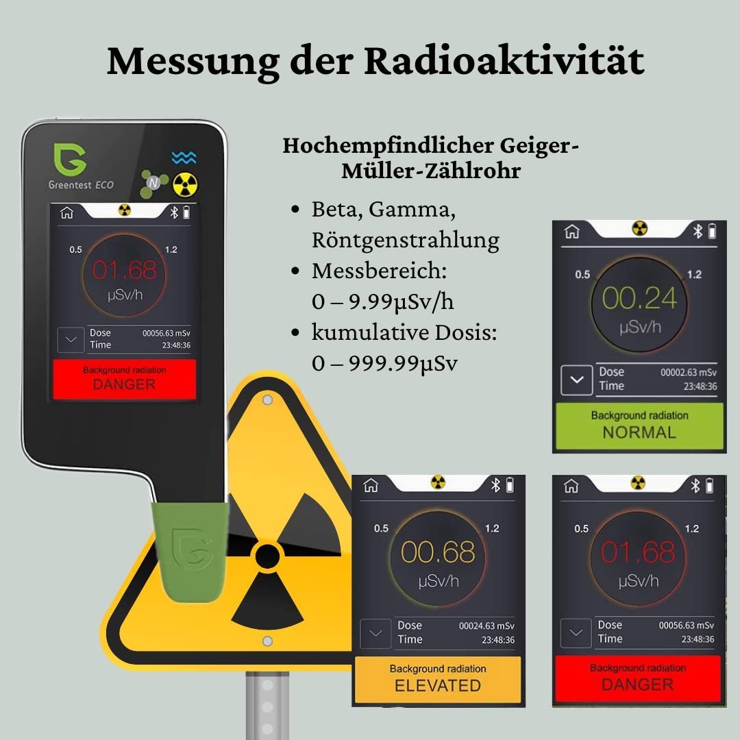 G Sensor Geigerzähler Greentest Eco 6 Schwarz Nitrat Prüfer Strahlungsdetektor, (1-St), Strahlenmessgerät Nitrattester Obst Gemüse Fleisch Fisch