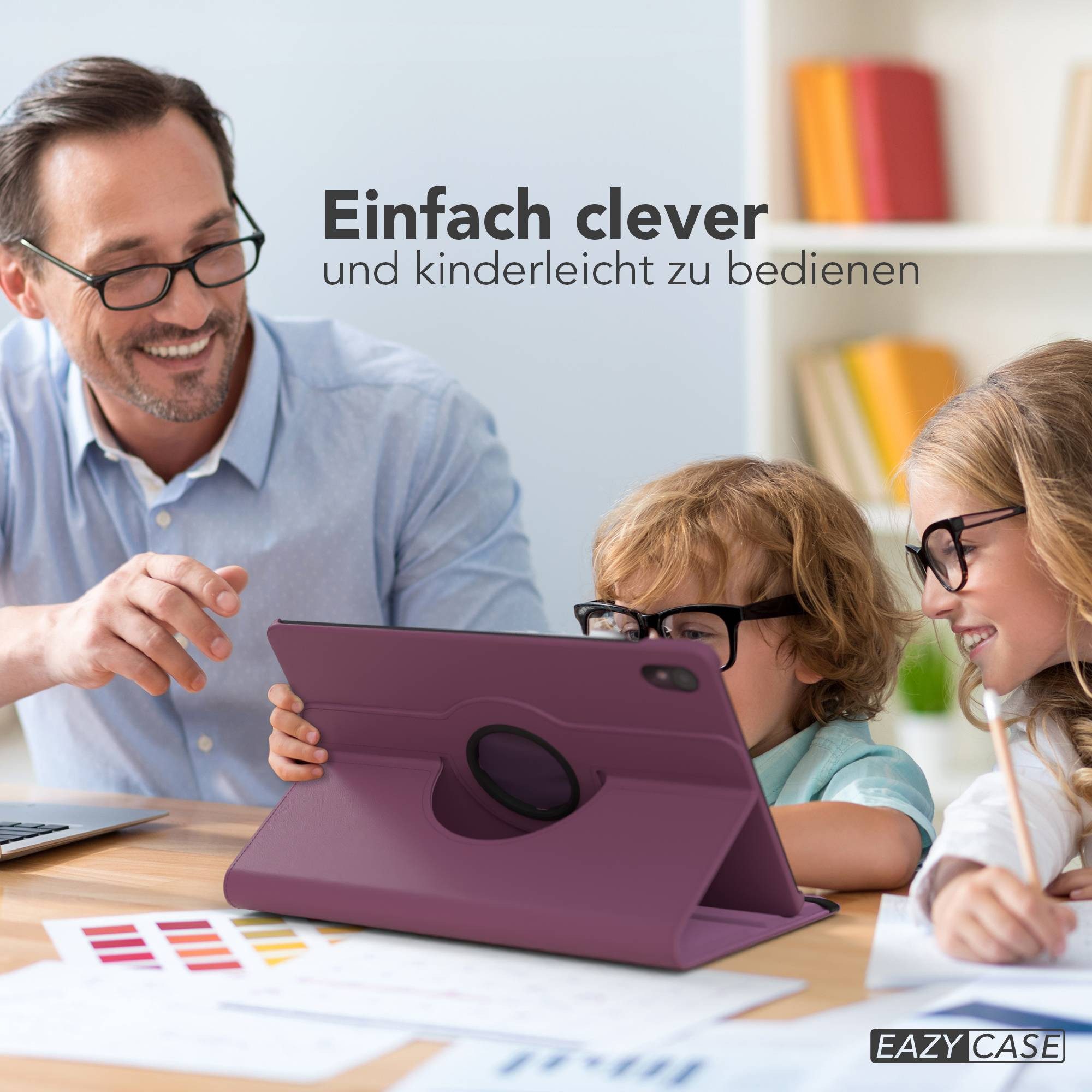 EAZY CASE Tablet-Hülle Rotationcase für Samsung Galaxy Tab S11 11 Zoll, Tablet-Hülle Bookstyle Case Fullcover Schutz Tasche Stehfunktion Lila