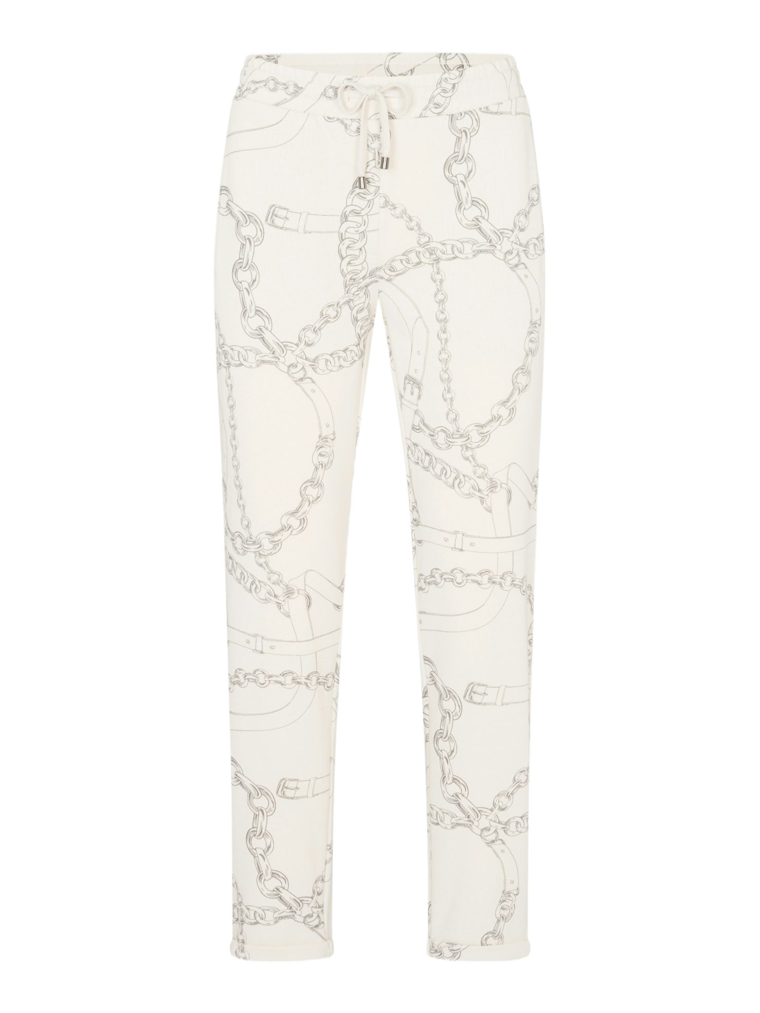 Juvia Stoffhose weiß, Casual, Baumwolle, Allover-Print, Casual Fit, Mittel