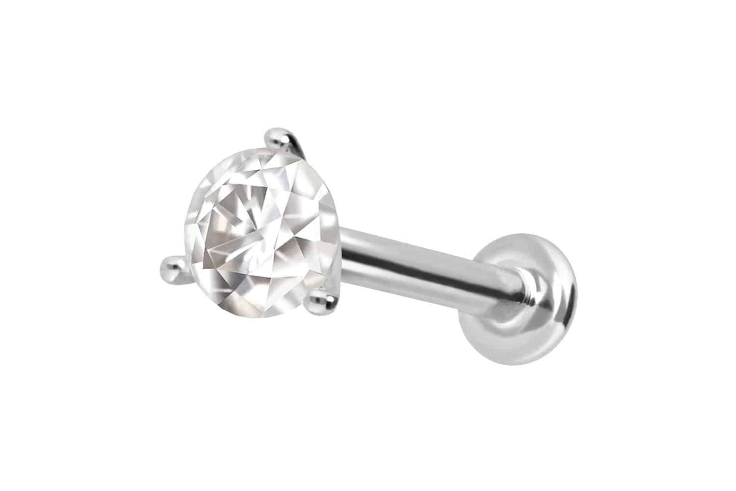 PIERCINGLINE Piercing-Set 14 Karat Gold Labret mit Innengewinde MOISSANIT ( günstig online kaufen