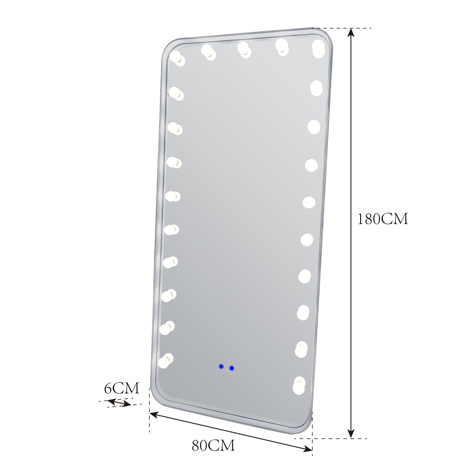 alesvelt Ganzkörperspiegel / Standspiegel 180x80cm mit LED-Beleuchtung und Bluetooth (1-Stück), 180x80cm, LED-Beleuchtung, Bluetooth