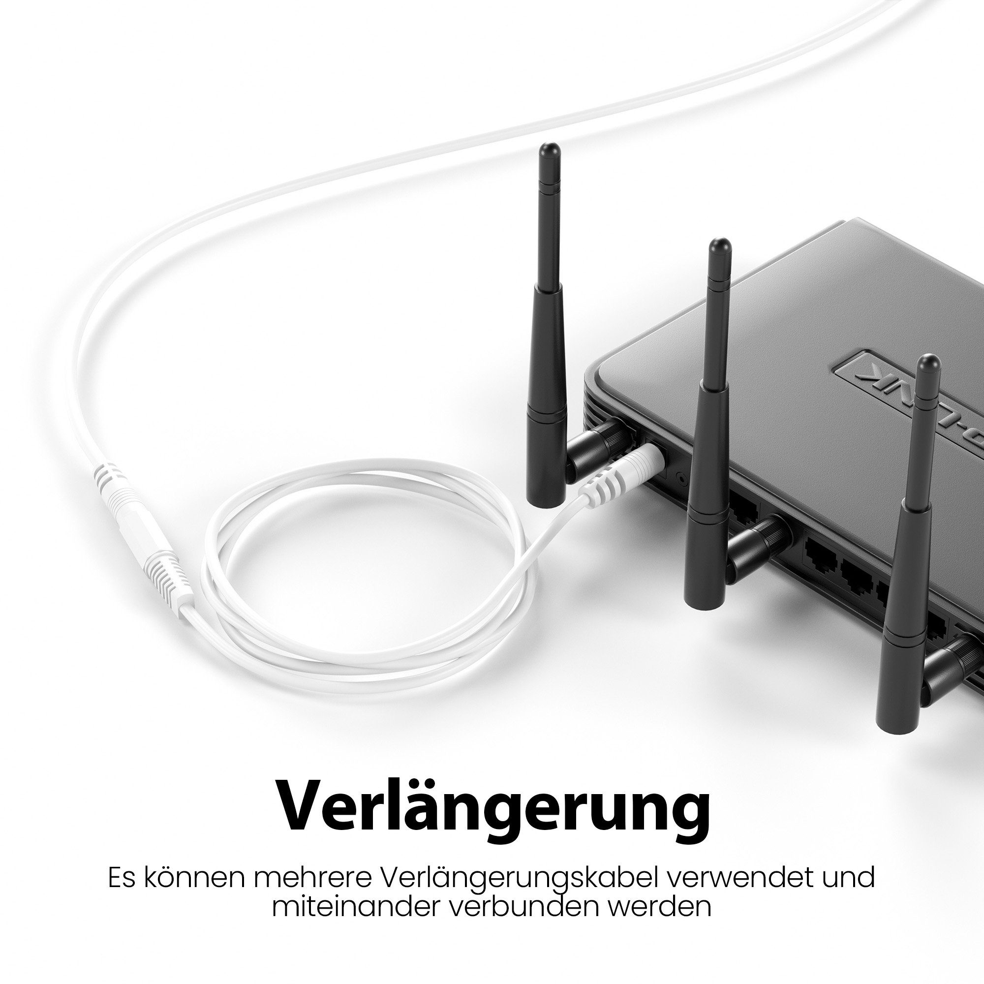 JAMEGA DC Verlängerungskabel 12V 5,5mm x 2,1mm Stecker Kabel Buchse Kupplung Netzkabel, Hohlstecker , Hohlsteckerbuchse  (1000 cm)
