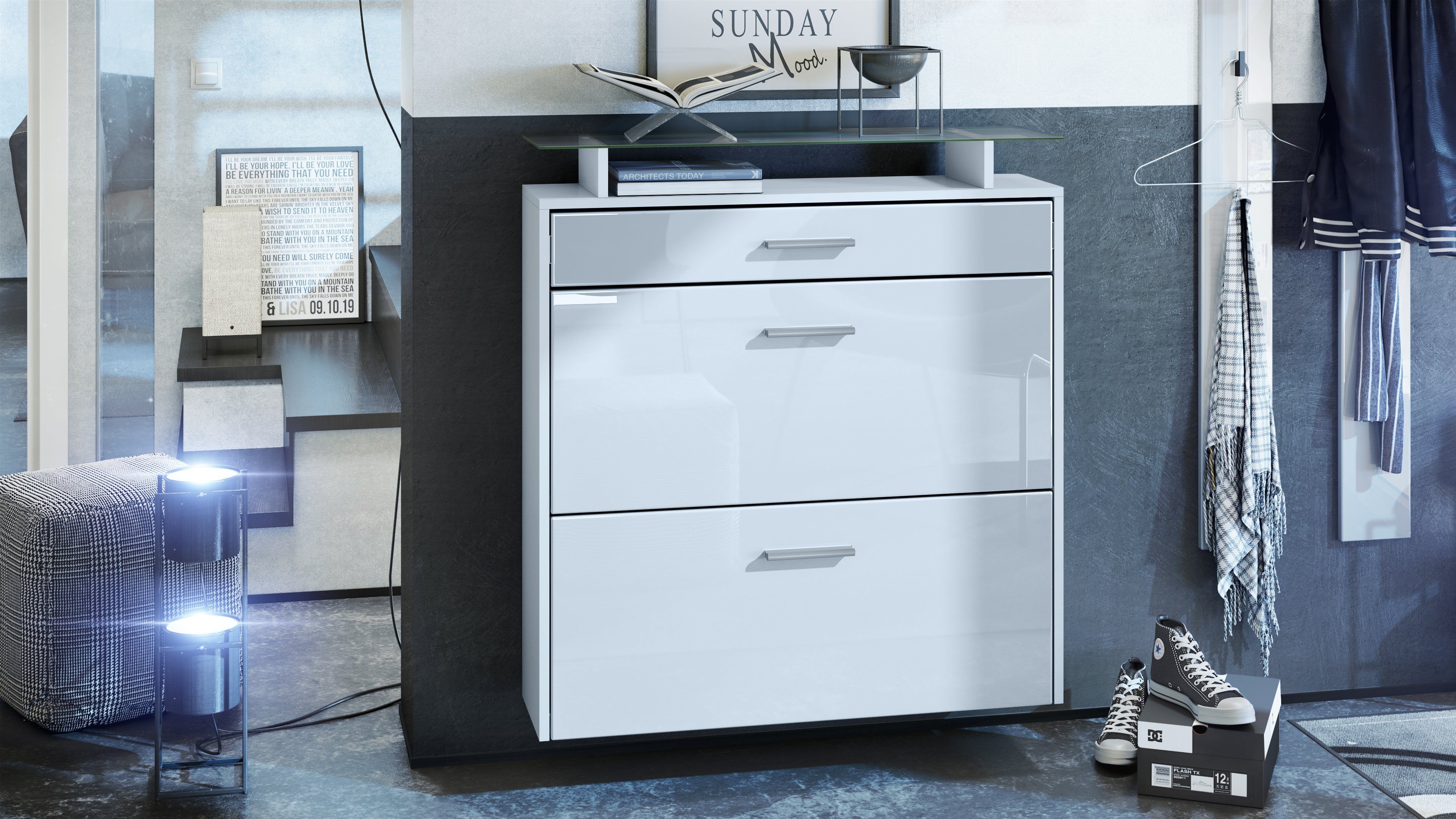 Vladon Schuhschrank Malea (hängender Schuhkipper für 16 Paar Schuhe, mit 2 günstig online kaufen