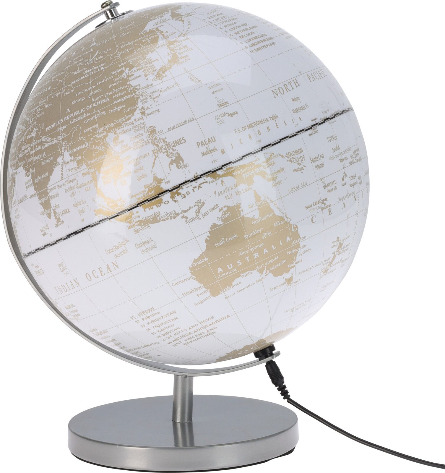 Koopman Globus Weltkarte Weltglobus Dekoration Dekoglobus Dekoobjekt LED, (1-tlg), LED-Funktion, 1:51 Mio., LED-Globus, Erdball, Erdglobus