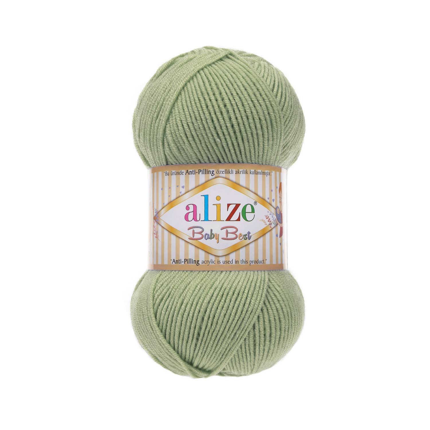 Thumbnail - Alize 5 x 100g Strickgarn ALIZE Baby Best uni Babywolle Wolle Antipilling Häkelwolle, 240 m (Sparpaket), 138 olive