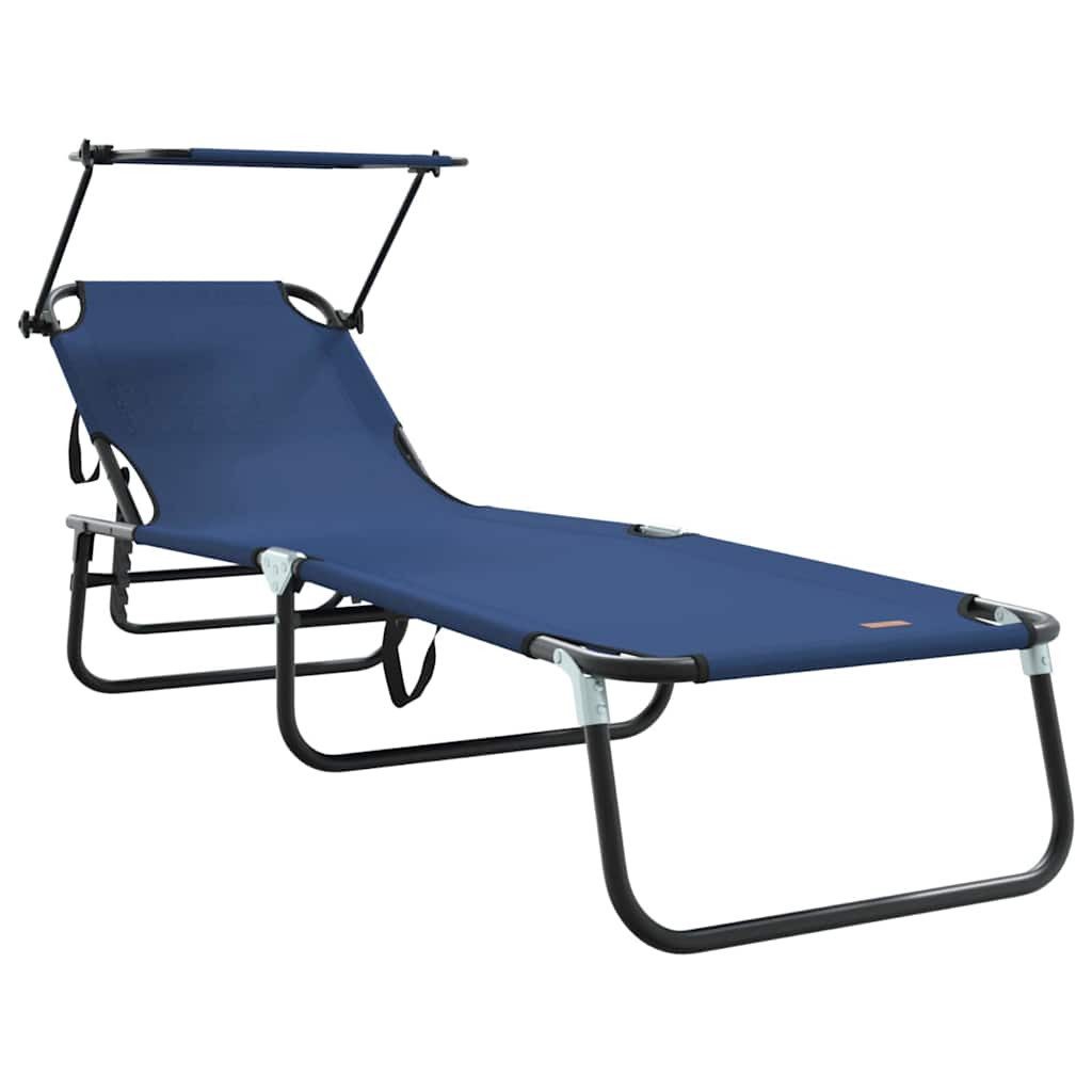 Gartenliege Klappbare Sonnenliege Blau 190 x 57 x 81 cm Oxford