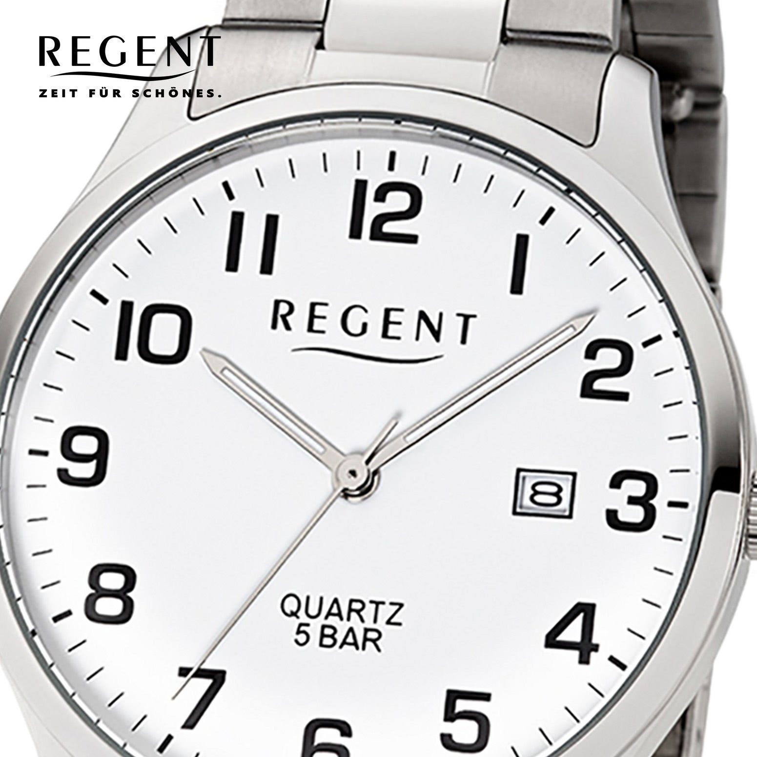 Analog, Regent Edelstahlarmband (ca. Regent rund, silber 40mm), groß Herren Armbanduhr Herren-Armbanduhr Quarzuhr