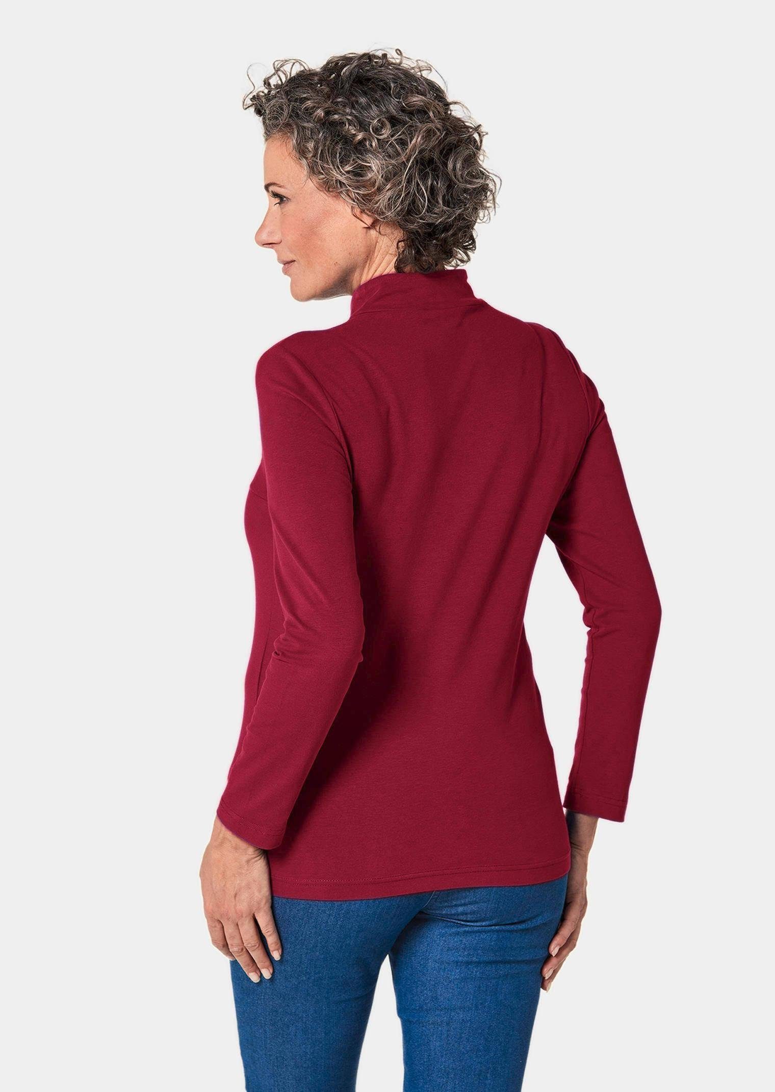 GOLDNER Langarmshirt Langarm Stehkragenshirt Baumwollmix Unifarbenes Modell mit Stehbund und besonderer Bundlösung – Bild 4 von 5