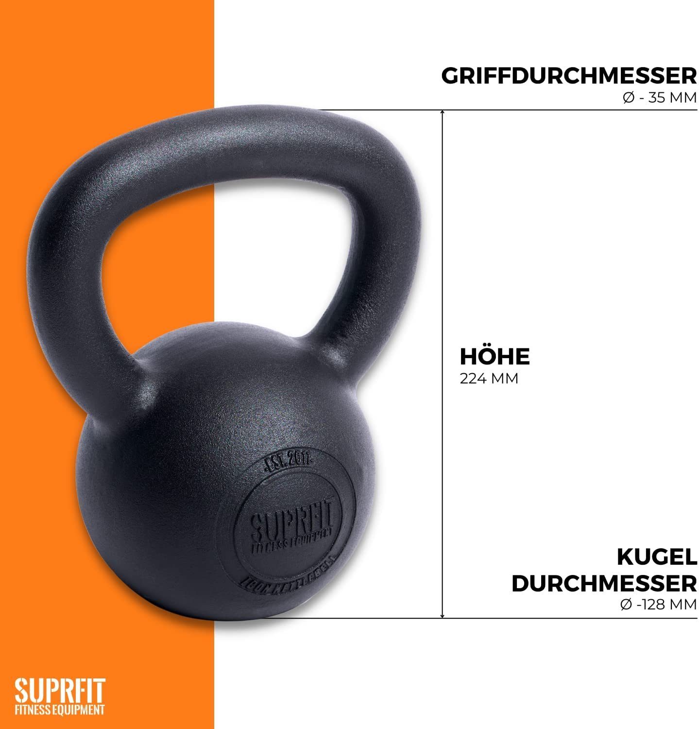 SF SUPRFIT Kettlebell Econ Ideal Kettle Kugelhantel - - Kettlebells Schwarz Drücken, Crosstraining, zum Bells Perfekt aus Reißen, Set für Stoßen Pulverbeschichtete als Gusseisen lackiert Kraft- & & Kettlebell