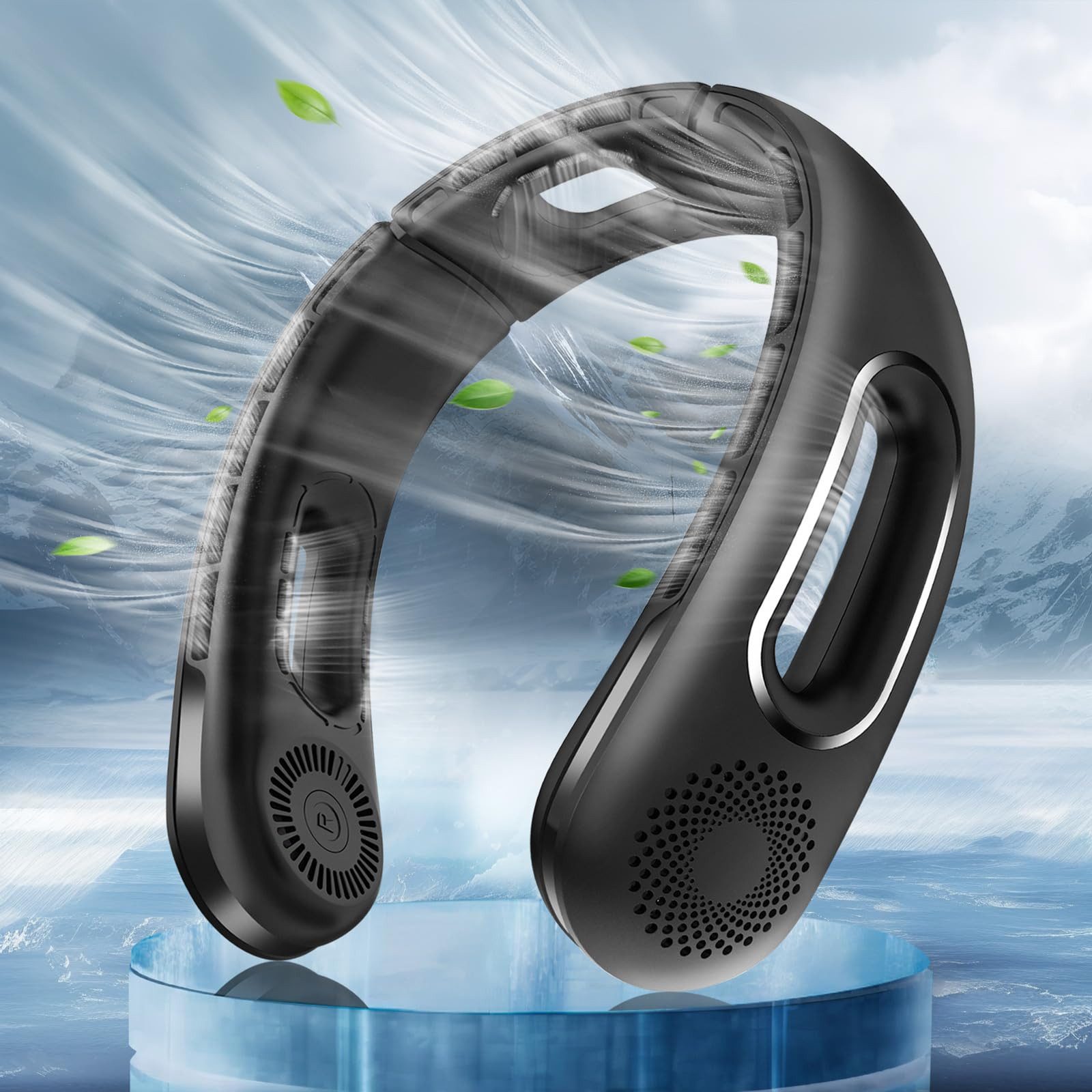 MOPUEA Mini USB-Ventilator Wiederaufladbarer USB-Nackenventilator 4 Stufen 360° Luftstrom, Ventilator für Büro, Pendeln, Reisen und Outdoor