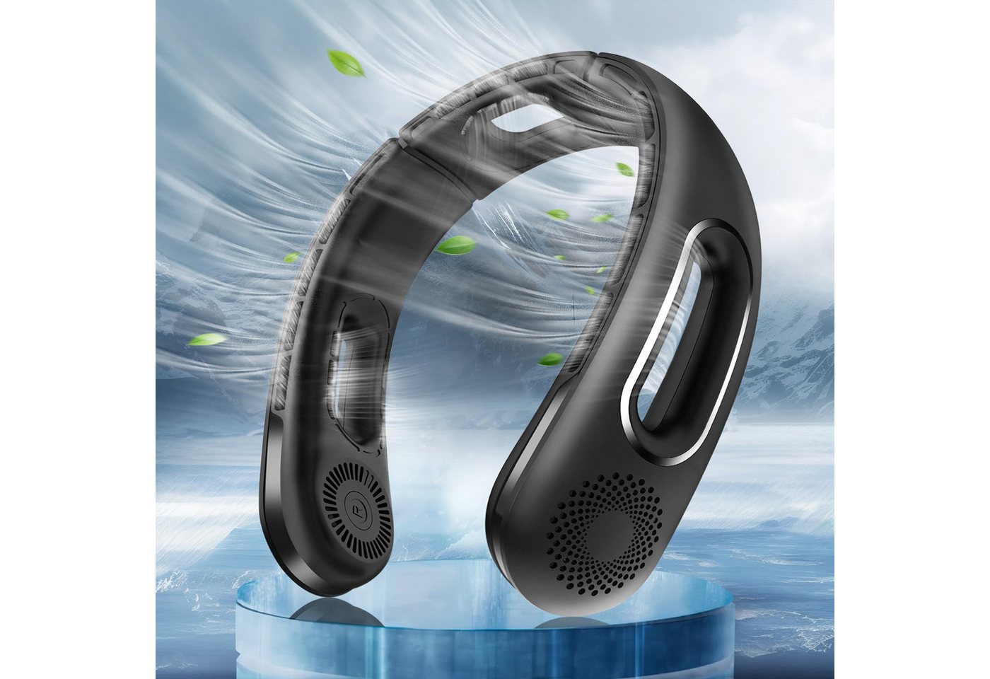 MOPUEA Mini USB-Ventilator Wiederaufladbarer USB-Nackenventilator 4 Stufen 360° Luftstrom, Ventilator für Büro, Pendeln, Reisen und Outdoor