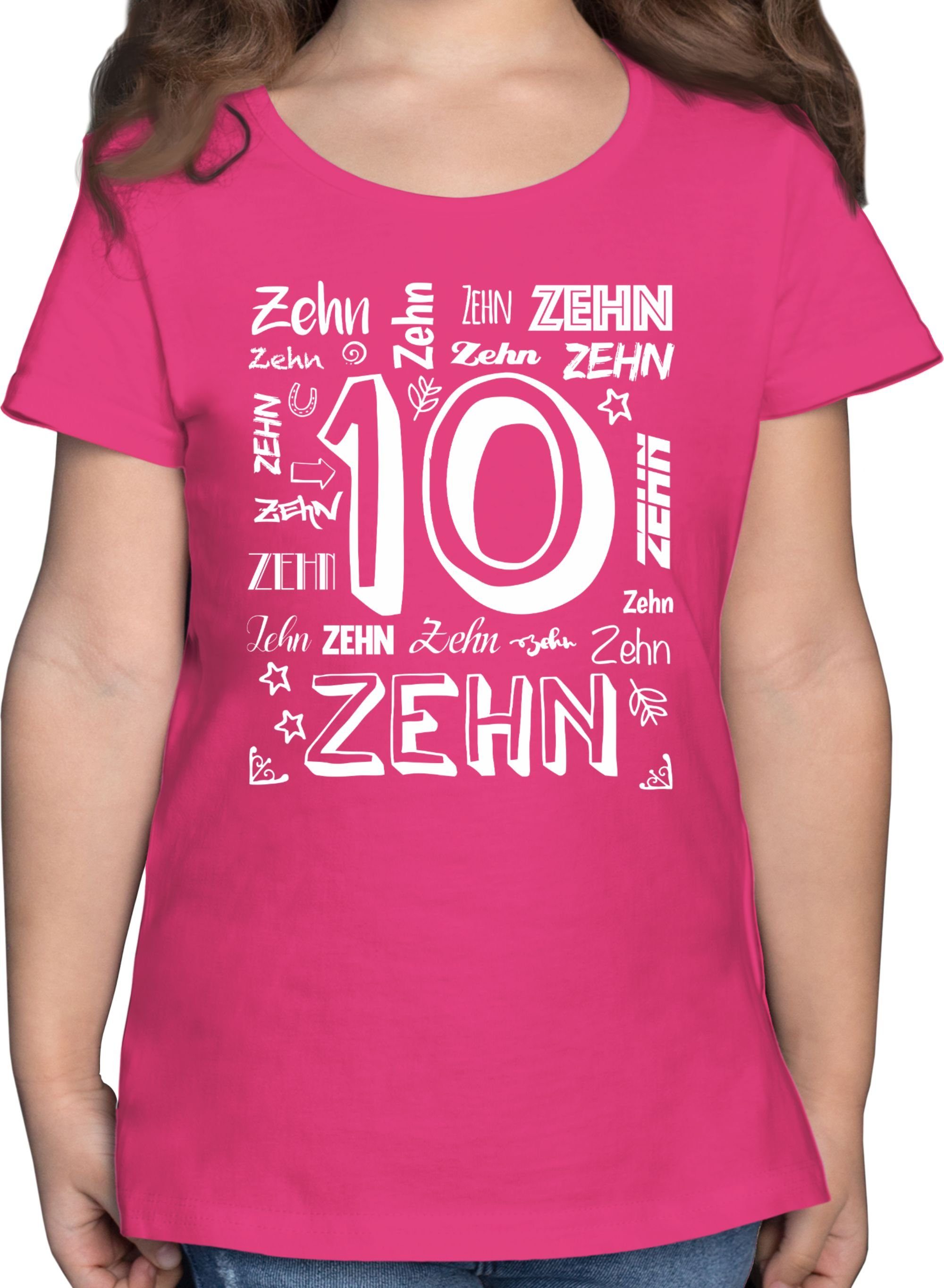 Shirtracer T-Shirt 10. Geburtstag Zehnter 1 Fuchsia Zahlen