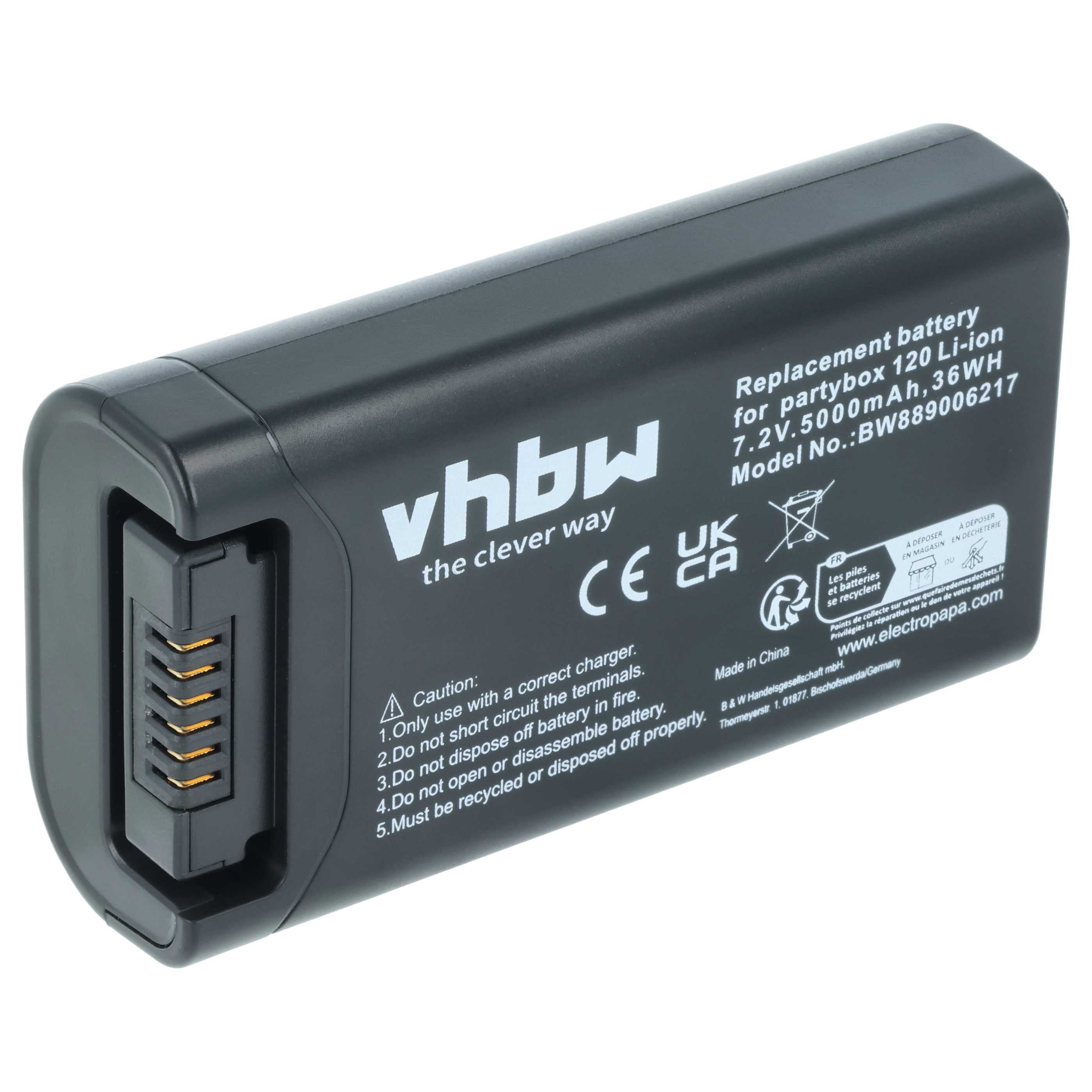 vhbw Akku Ersatz für JBL FG2CELL21700P für Lautsprecher (5000 mAh, 7,2 V, Akku Akku Li-Ion 5000 mAh (7,2 V, 1 St), Leistungsfähiger Austausch-Akku für Outdoor Lautsprecher