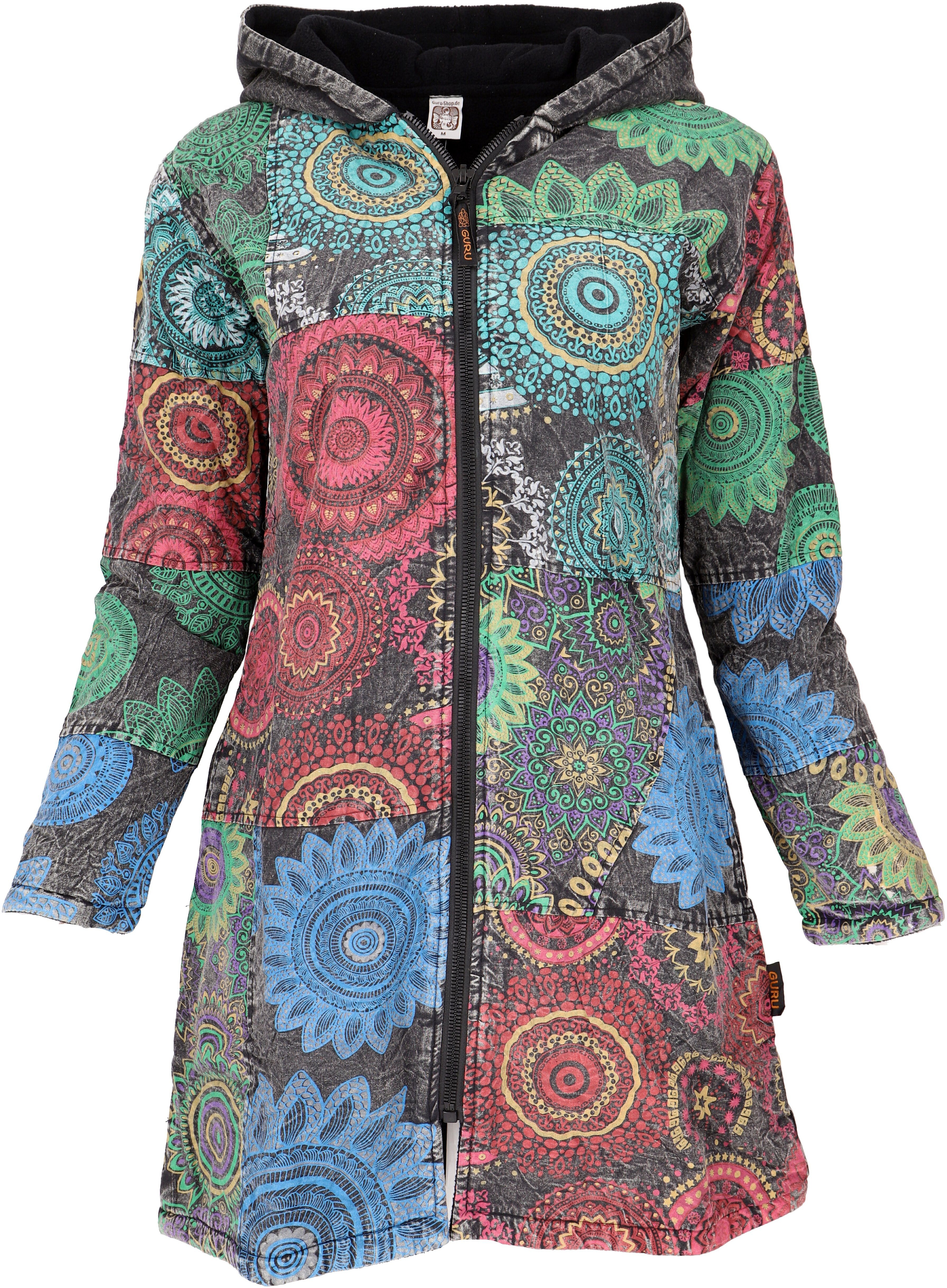 Hippie alternative Patchwork schwarz/bunt Jacke,.. Langjacke Guru-Shop Bekleidung Boho Jacke, chic