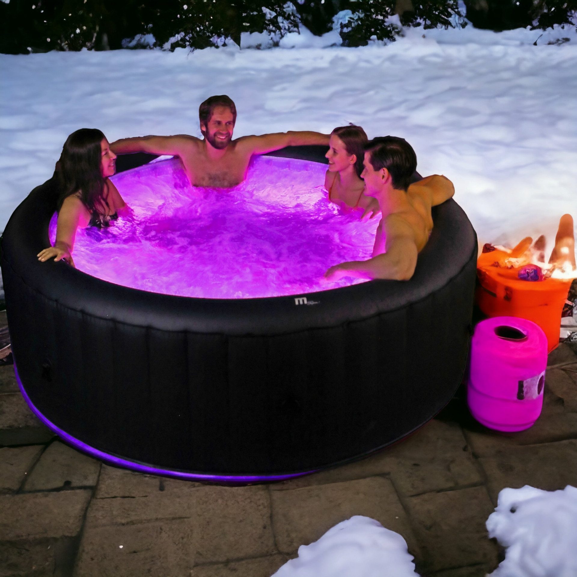 mSpa Whirlpool Whirlpool AURORA U-AU062 NEU 2026- Ø 204 cm - ganzjährig Outdoor Pool, selbstaufblasend, (inklusive LED Beleuchtung), Selbstaufblasend, UVC+,204 cm, 138 Luftdüsen, Schnellheizsystem