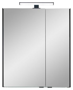Vito Spiegelschrank ALOMI, Polar Pinie Dekor, 2 Spiegeltüren, Badmöbel, mit LED-Aufsatzleuchte, B 60 x H 70 x T 20 cm