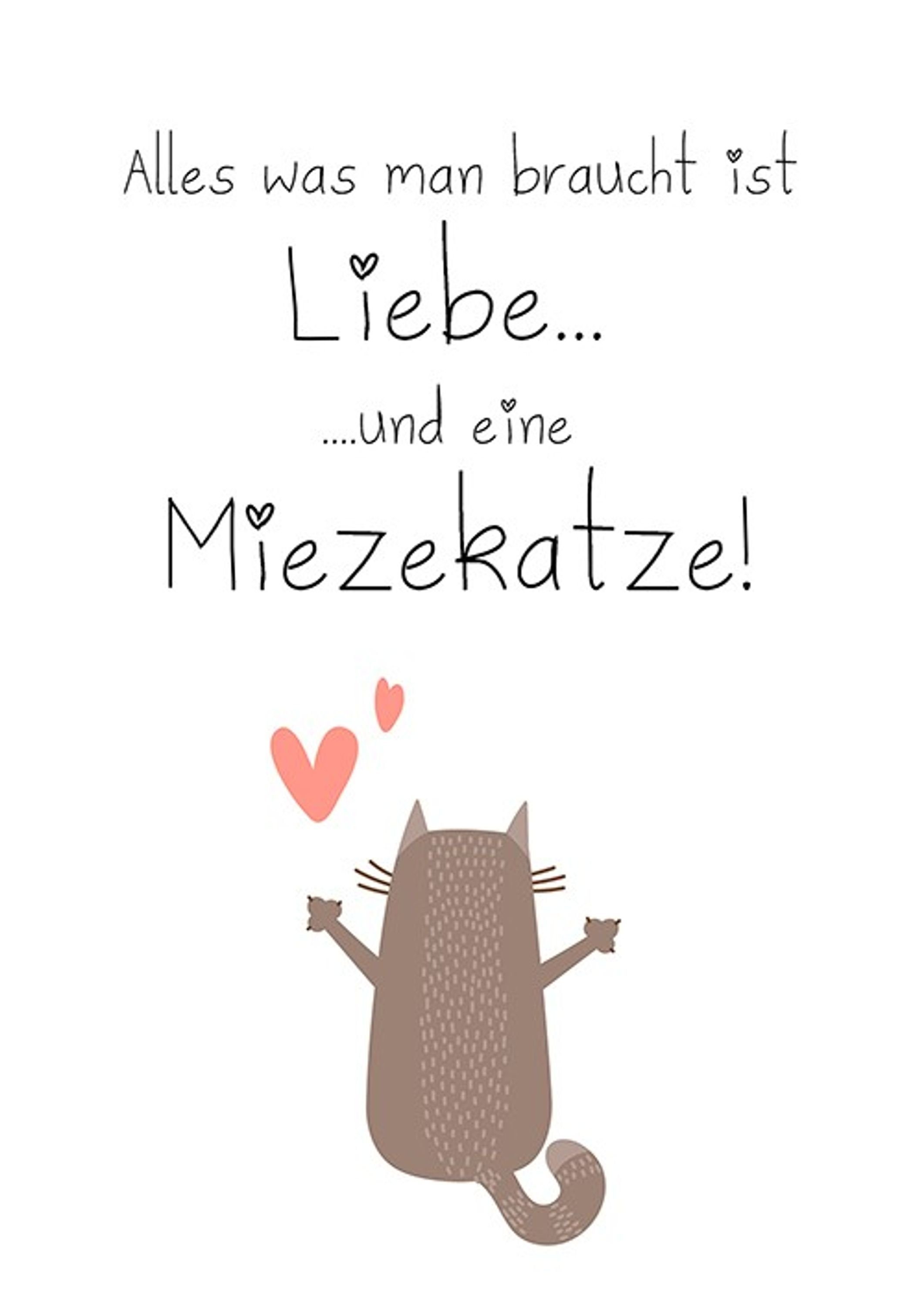 DinA4 Text Katze und Liebe, Spruch Sprüche: Wandbild Sprüche Zitate Bild artissimo Poster mit Poster witzige Katze