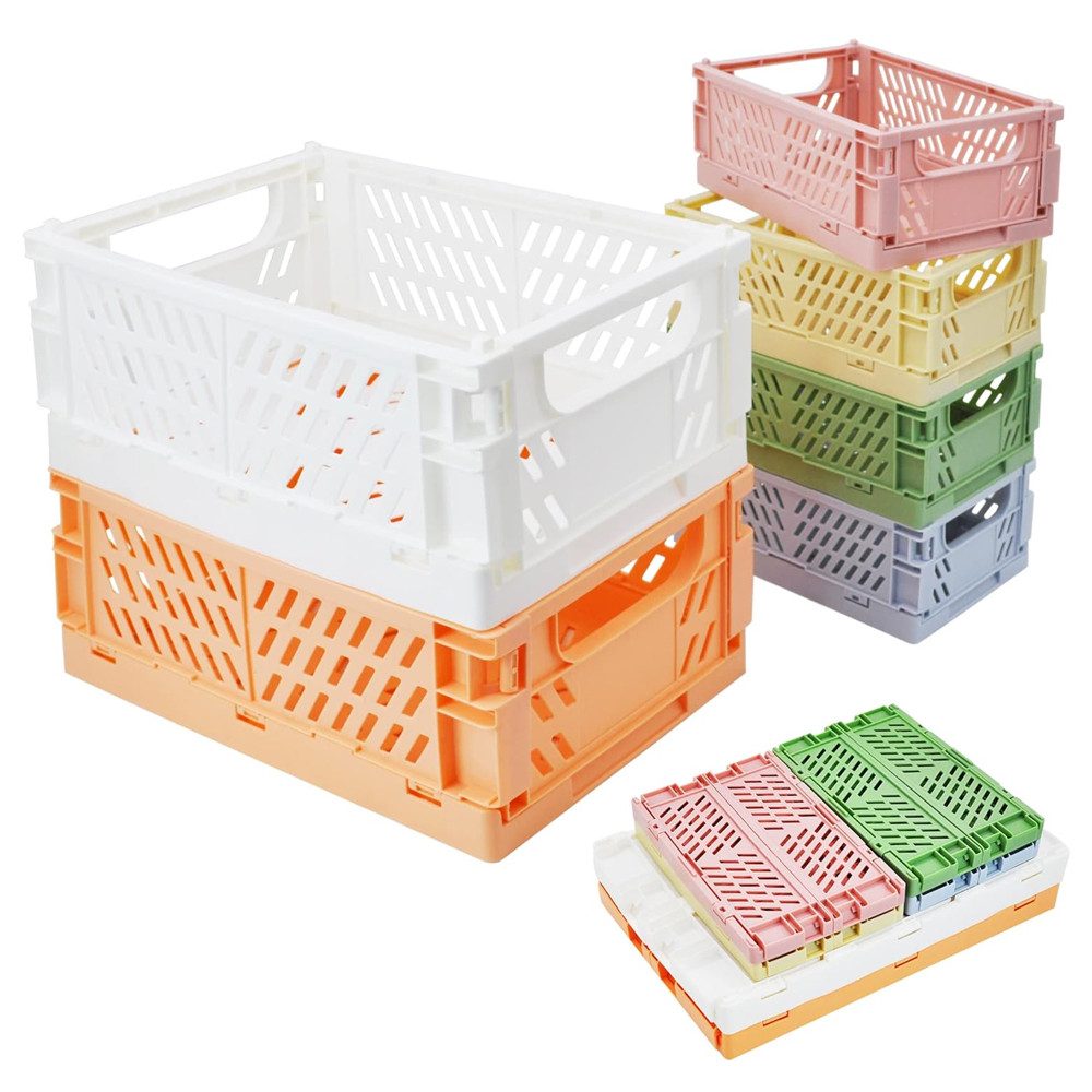 TUWENA Faltbox 6-stück Faltbox Klappkiste Bunt Kunststoff Kiste Organizer Regalkörbe