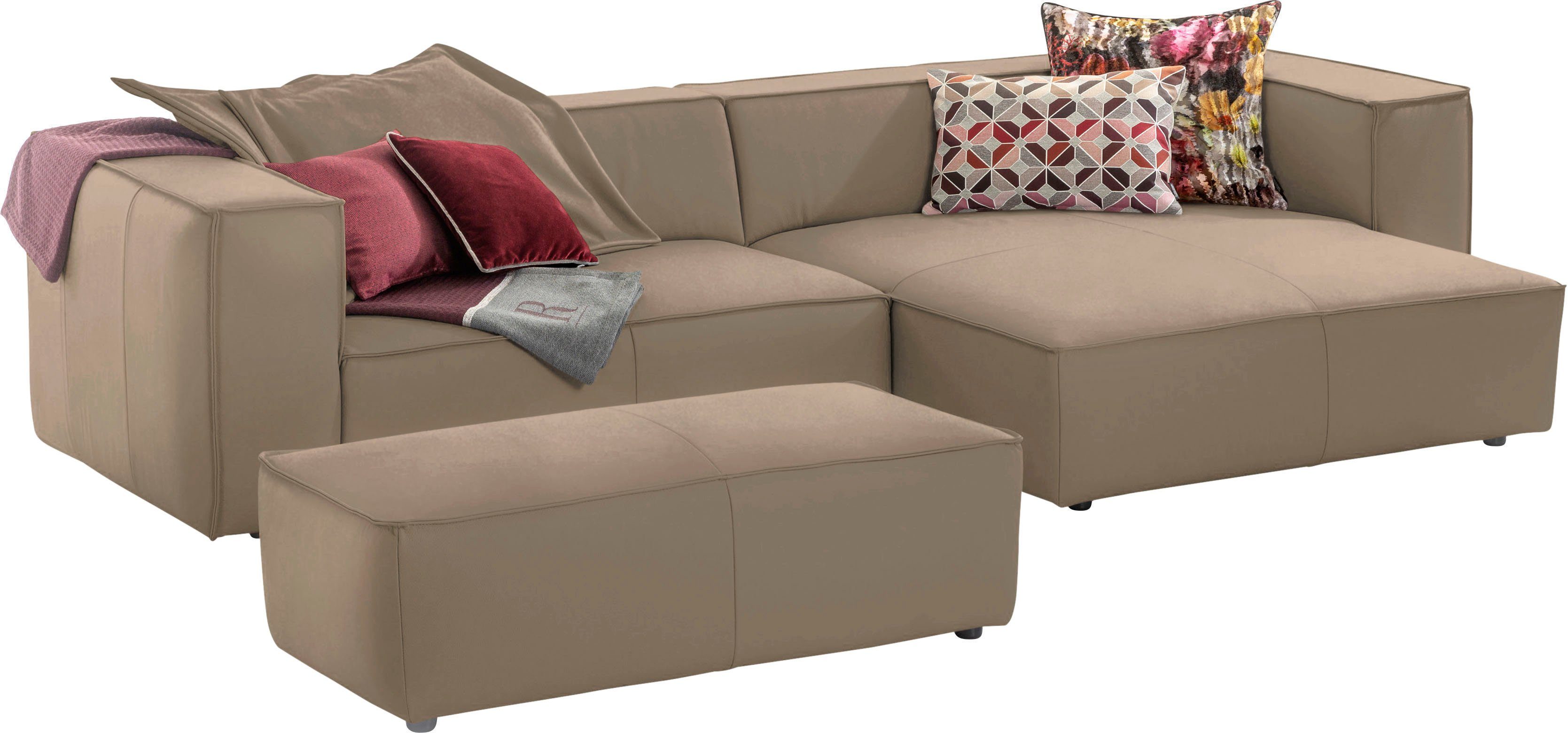 W.SCHILLIG Ecksofa around-the-block, modern und elegant, bequem, L-Form, mit eleganter Biese, mit Federkern