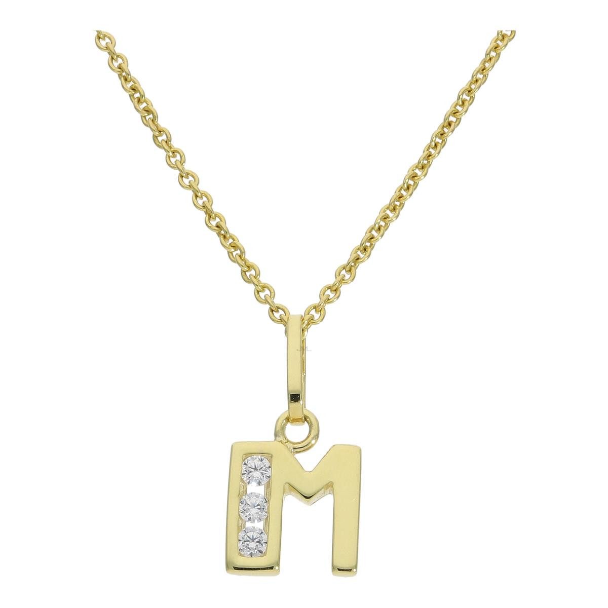 Buchstabenanhänger JuwelmaLux Anhänger 333/000 (8 Karat) Gold Buchstabe "M" mit Zirkonia