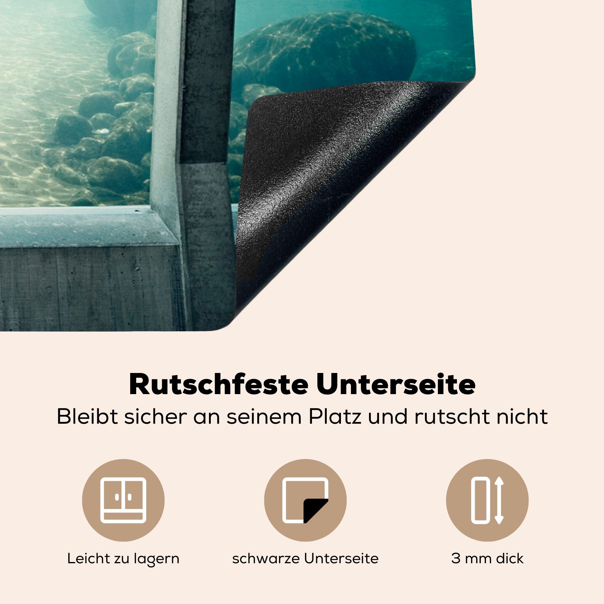 MuchoWow (1 küche, Aquarium, Robbe 81x52 für Schutz im Induktionskochfeld Ceranfeldabdeckung Vinyl, cm, Herdblende-/Abdeckplatte tlg), die