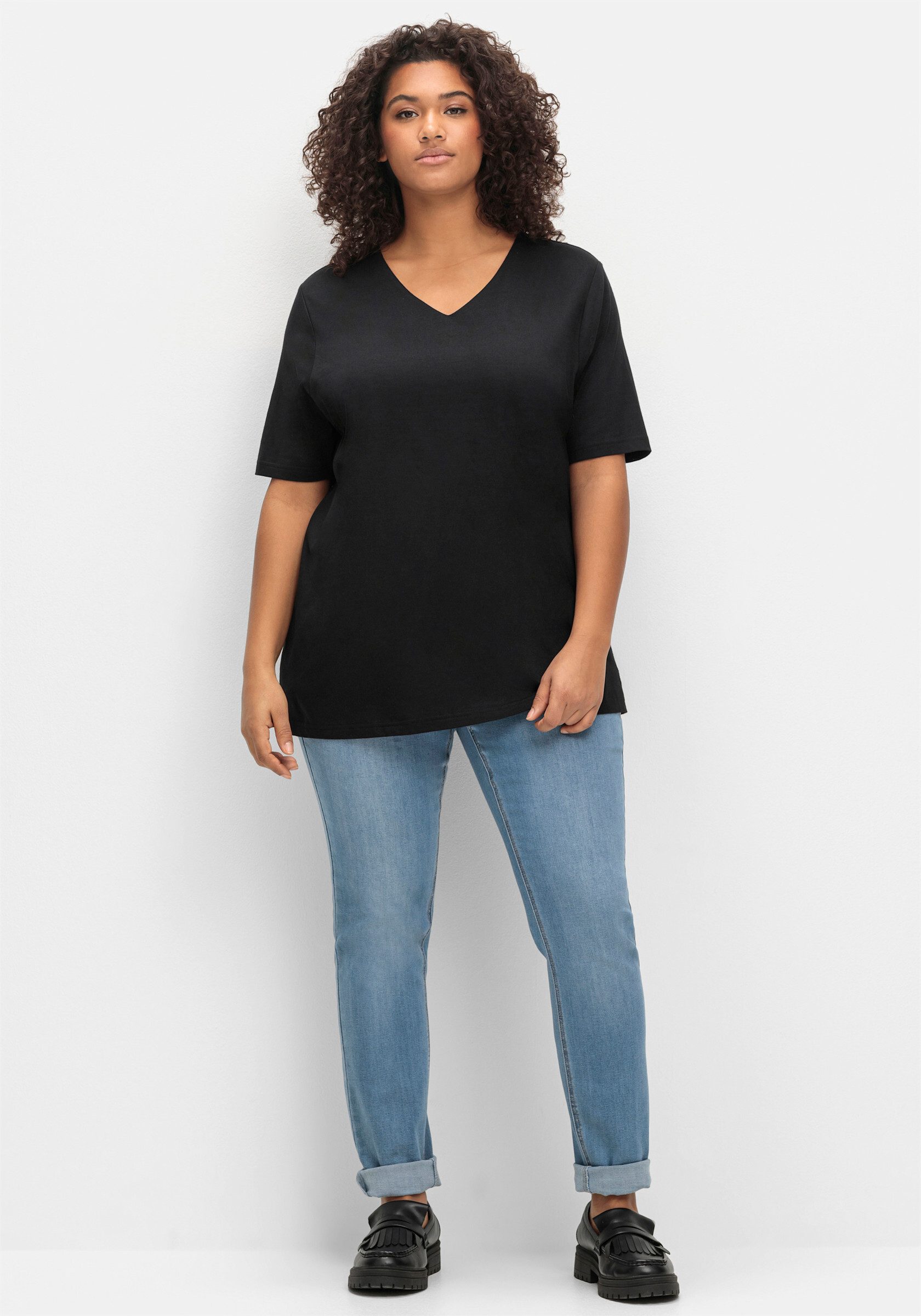 Sheego T-Shirt T-Shirt . mit doppellagigem Vorderteil günstig online kaufen