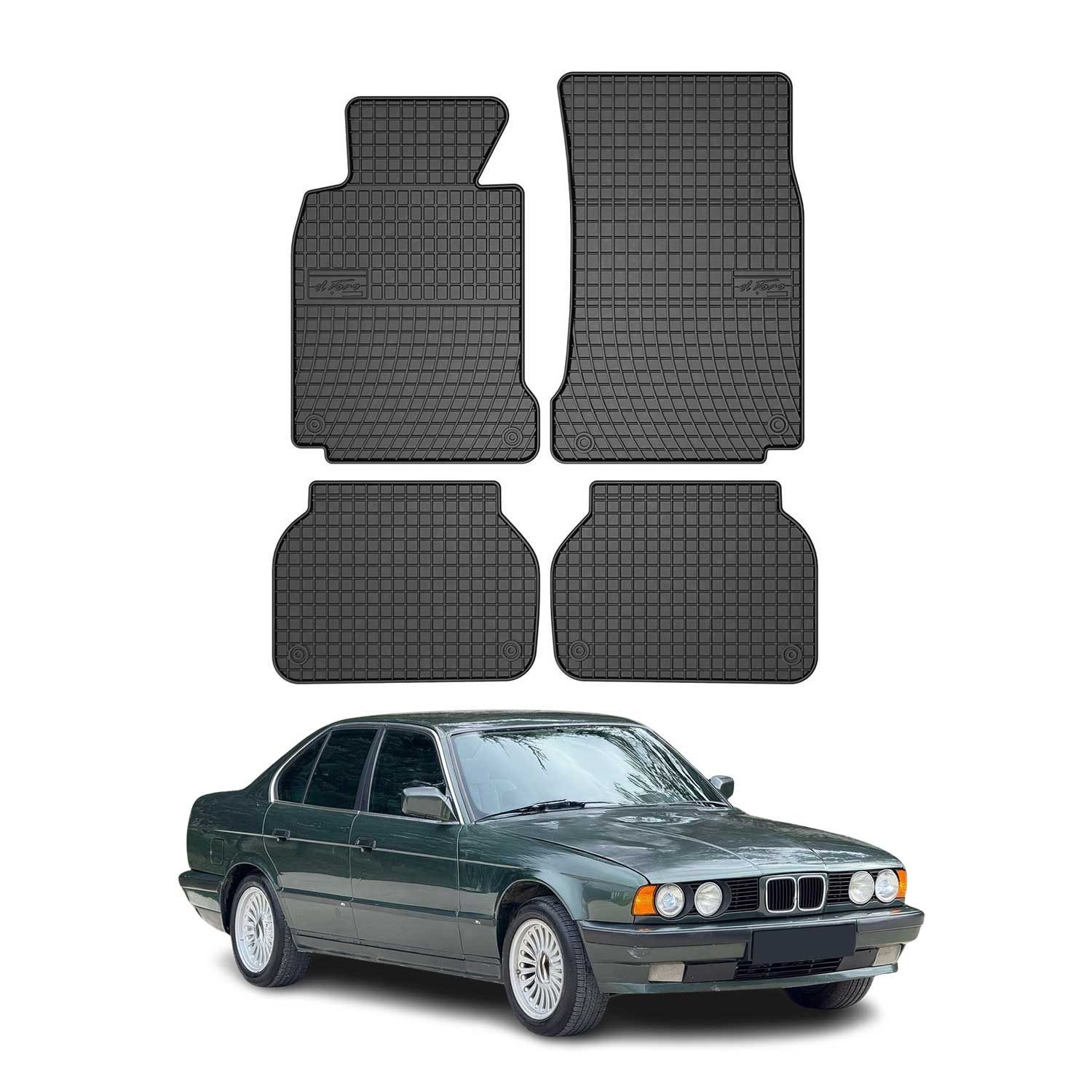 OMAC Auto-Fußmatten für BMW 5er E39 Stufenheck Touring 1995-2003 Schwarz 4x (4 St), Antirutsch,Wasserfest,Einfache Installation