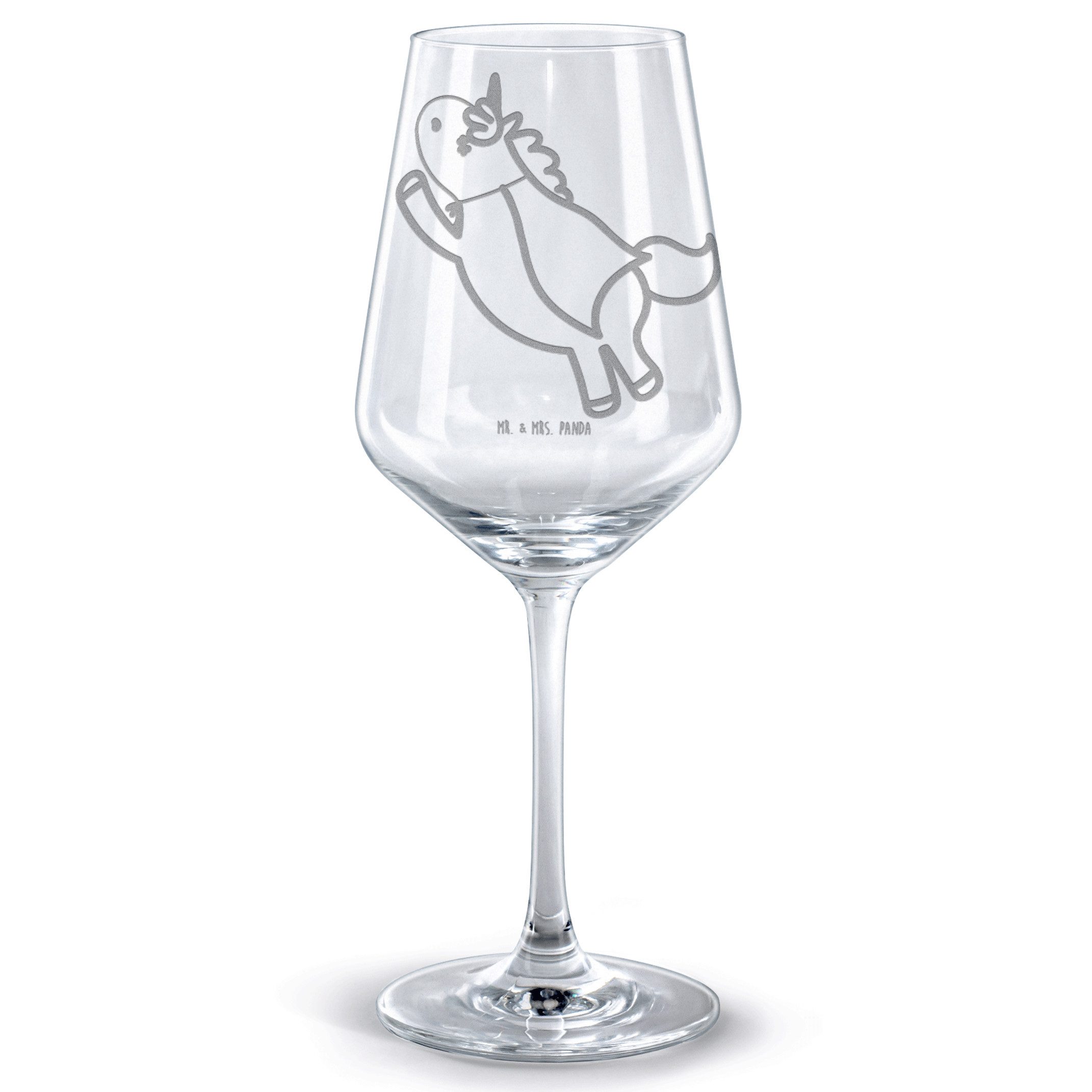 Mr. & Mrs. Panda Rotweinglas Einhorn Super - Transparent - Geschenk, Mädchen, Weinglas mit Gravur, Premium Glas, Unikat durch Gravur
