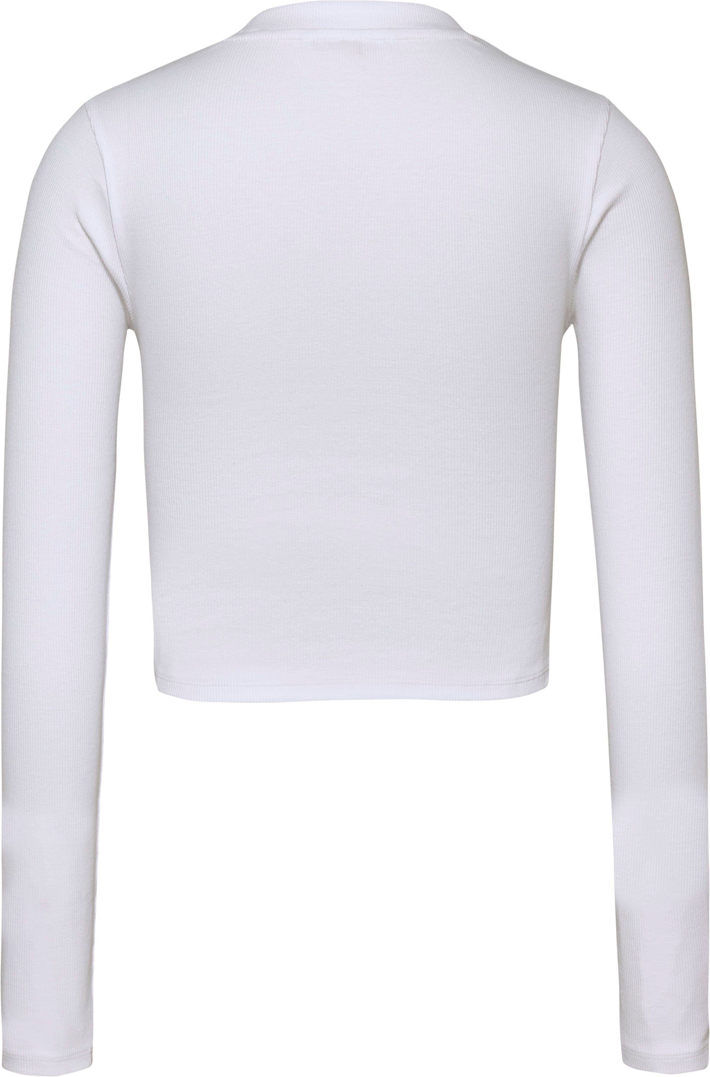 BBY Tommy LS Jeans XS BADGE TJW mit Logo-Badge Rundhalsshirt White