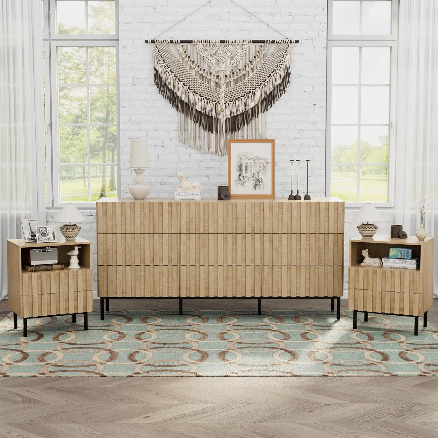 UEV Schlafzimmer-Set 3er-Set Schlafzimmermöbel, Möbelset im Industrial Stil günstig online kaufen