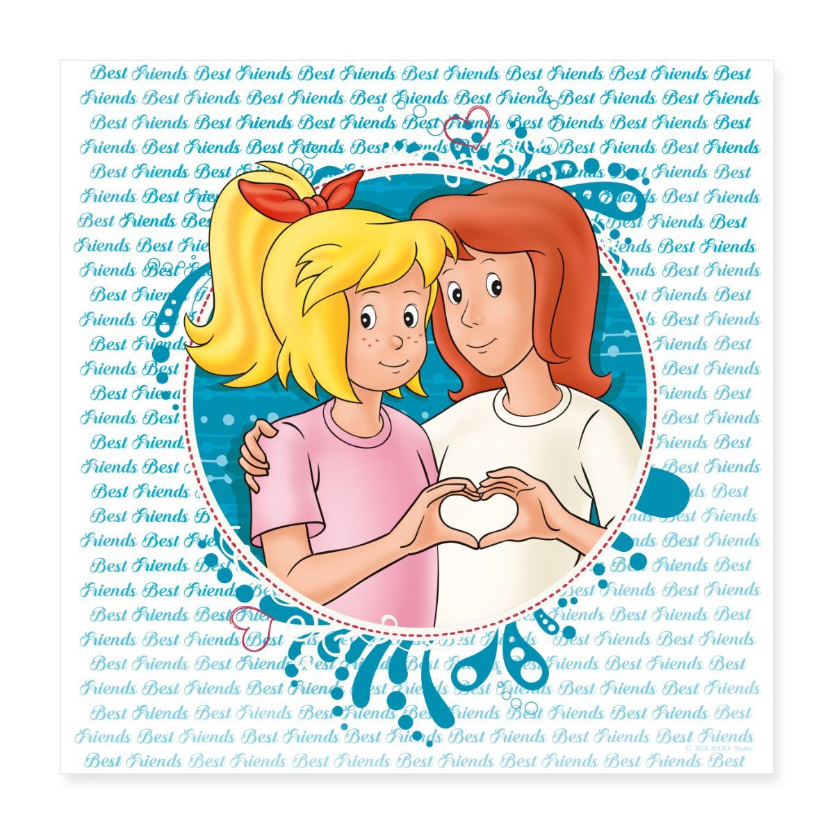 Spreadshirt Poster Bibi und Tina Freundschaft Herzgeste Poster 40x40 cm