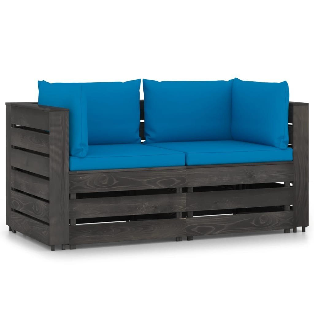 vidaXL GartenloungeSet »2SitzerGartensofa mit Kissen Grau