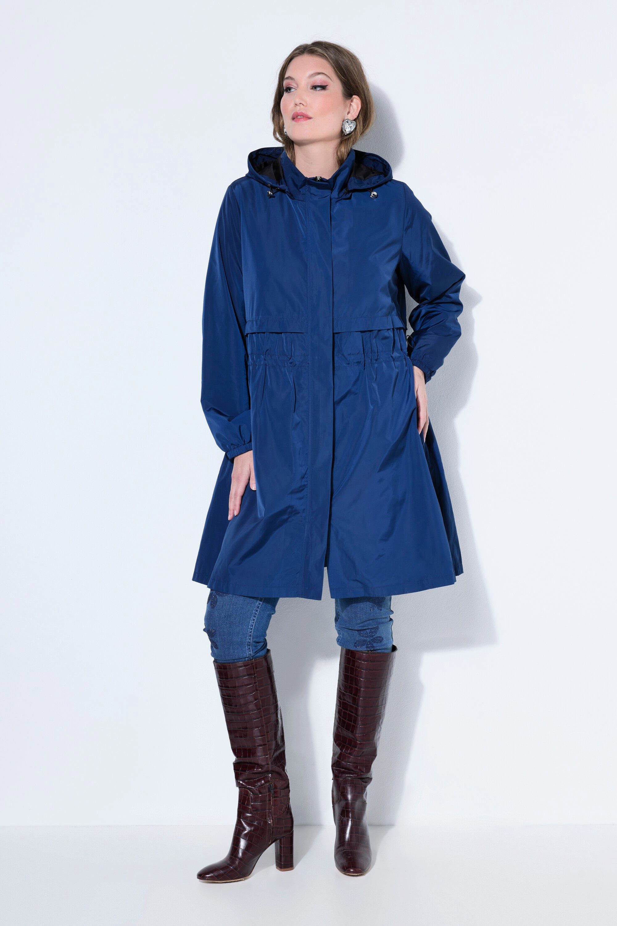 MIAMODA Wintermantel Kurzmantel Kapuze Taillen-Tunnelzug 2-Wege-Zipper