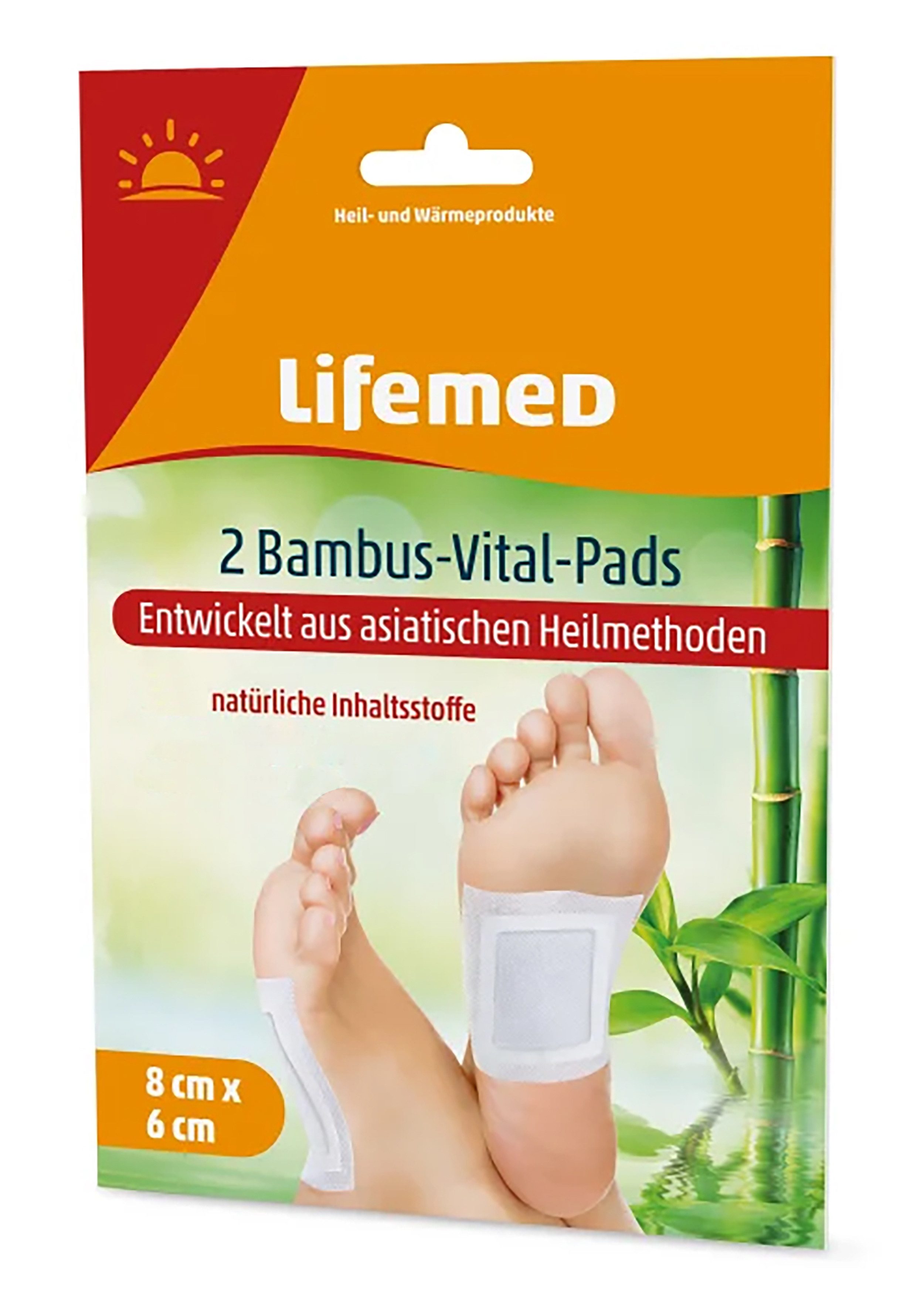 LifeMed Hornhautpflaster 4x 2 BAMBUS-VITAL-PADS 8x6cm Fußpflaster Fußpads Vitalpflaster 81 (8 St), Fußpflege Fuß Pflaster