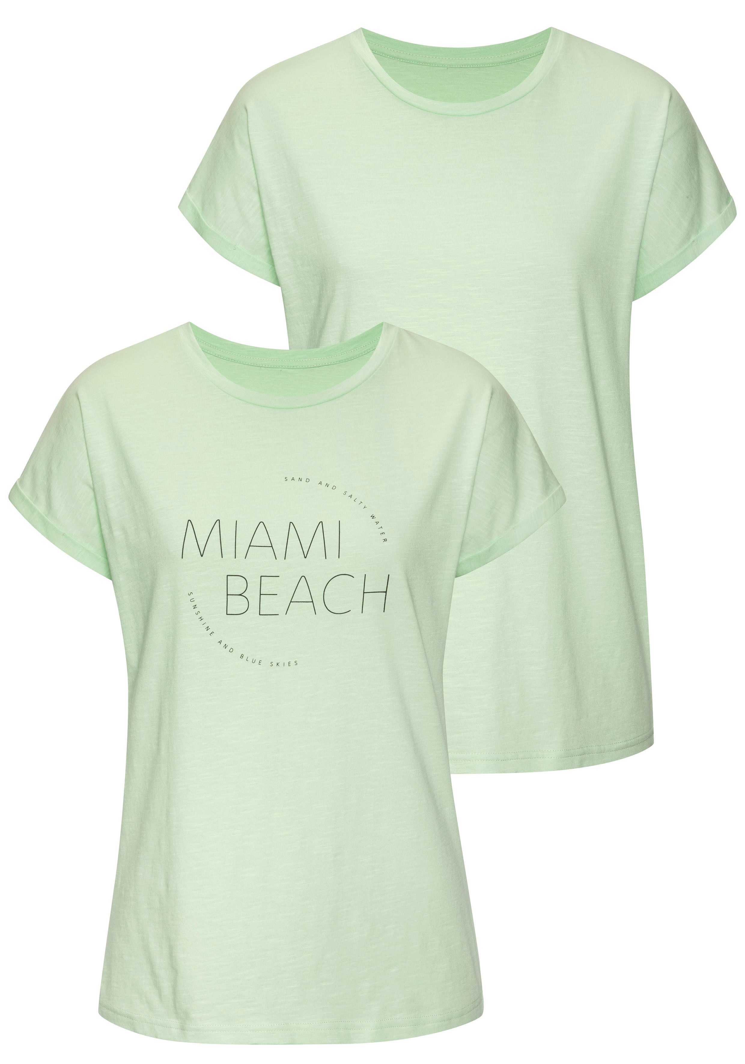 Vivance T-Shirt mit modischem Frontprint (2er-Pack) aus weicher Baumwoll-Qu günstig online kaufen