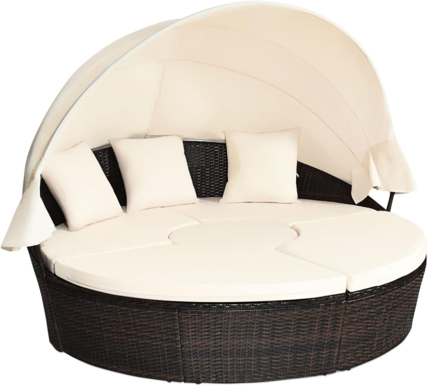 KOMFOTTEU Sonneninsel Polyrattan, 192 x 177 x 146 cm, mit faltbarem Dach