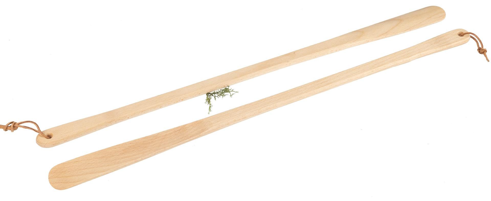 Holz Frank Schuhlöffel XXL Schuhlöffel aus geölter Buche 63 cm - Schuhanzieher mit Lederband