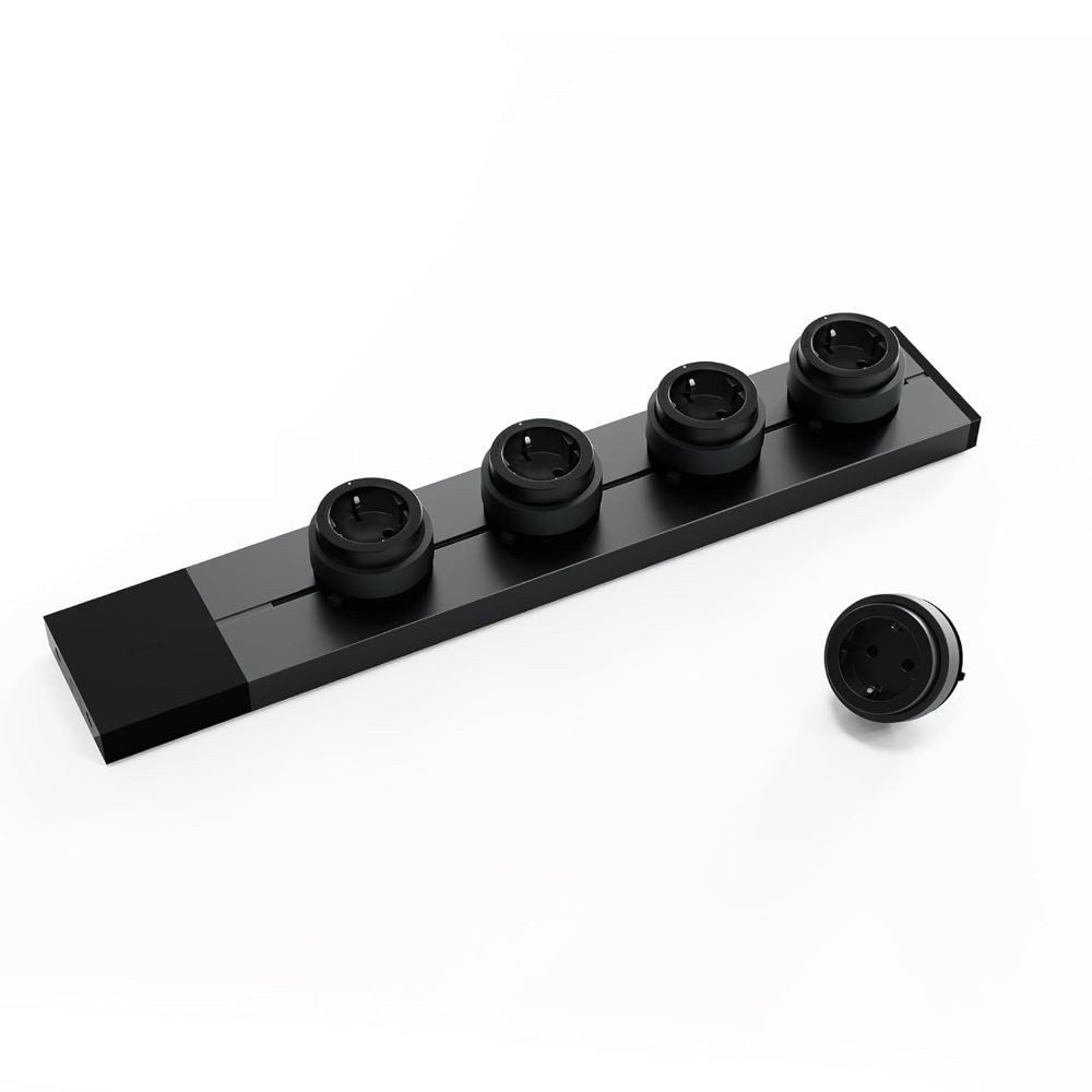 GONEO Schienensteckdose Mehrfachsteckdose (Wandsteckdose,Stromschienen Steckdose mit 4(50cm) /5 (75cm) Adapter-7360W 32A, Kabellänge 750 m)