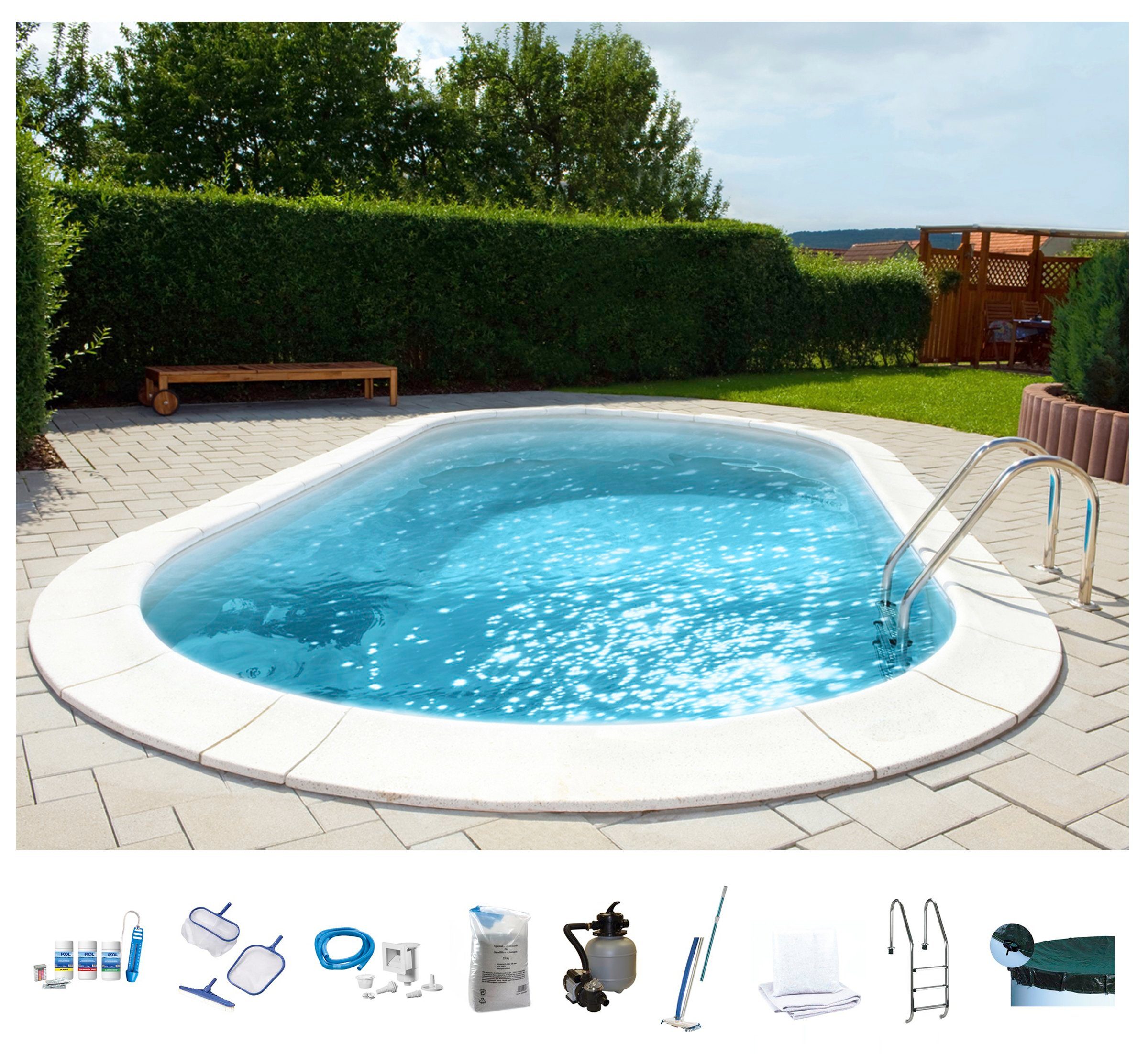 Ovalpool PREMIUM mit sandfarbener Innenfolie