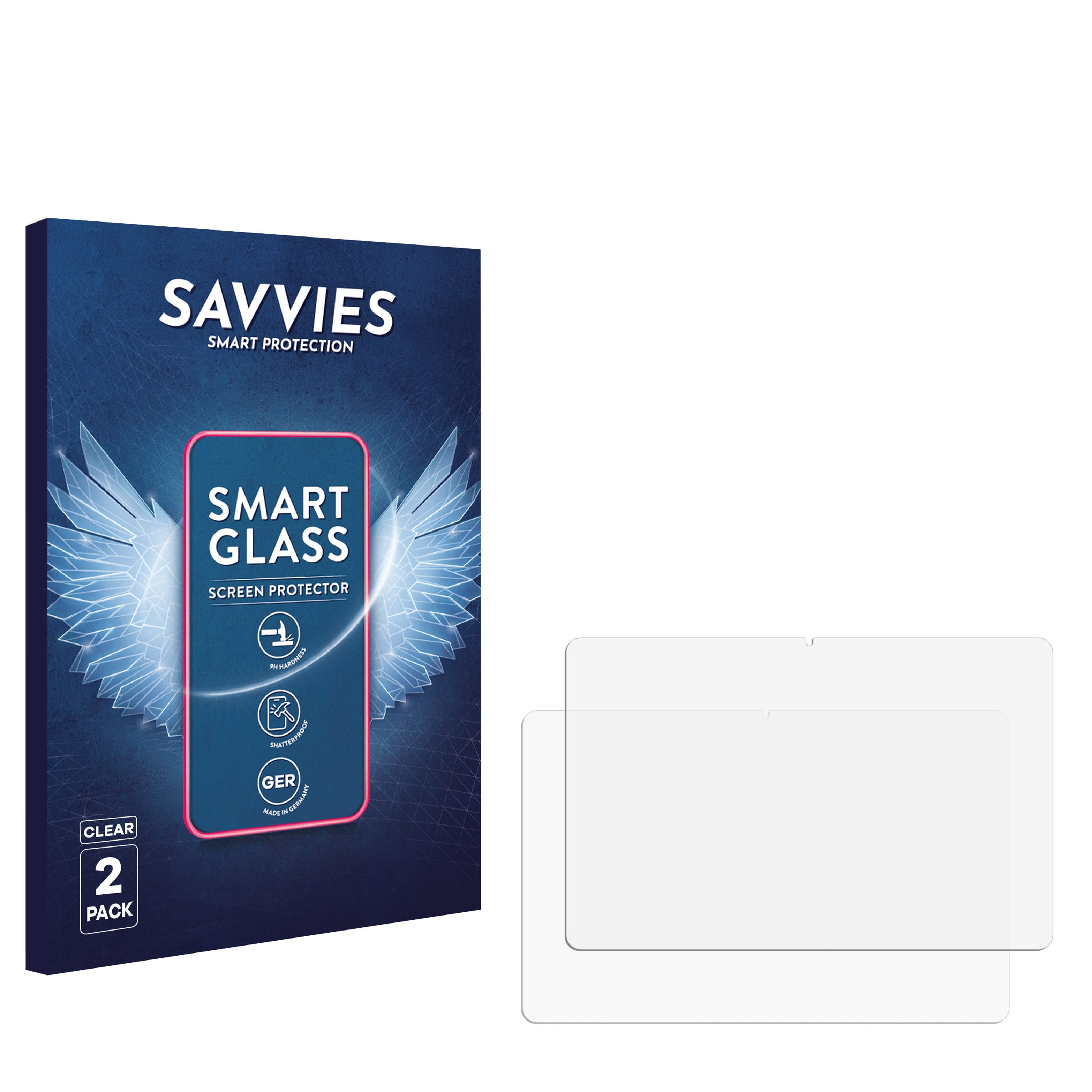 Savvies Displayschutzglas Schutzglas Panzer für Lenovo Idea Tab Plus 12.1", 2 Stück, Schutzfolie Display Schutz Glas Folie klar
