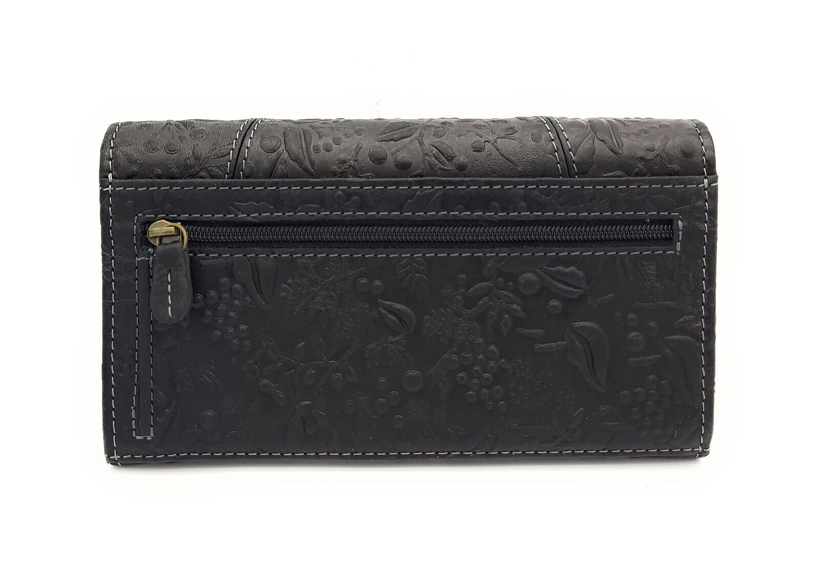 Hill Burry Geldbörse echt Leder Damen Portemonnaie mit RFID Schutz, elegante florale Prägung