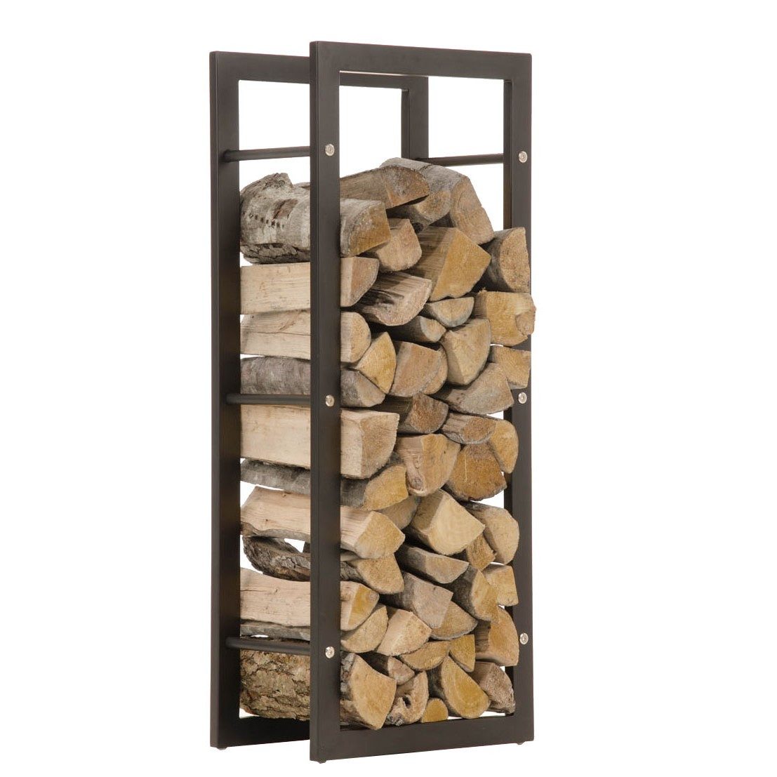 CLP Kaminholzregal Brennholzregal Holzlager Kaminholzaufbewahrung, BxTxH:60.0x25.0x100.0 cm, (Spar-Set, 1-St., 60 x 25 x 100 cm stabil), gebürsteter Edelstahl, handgefertigt, Bodenschoner