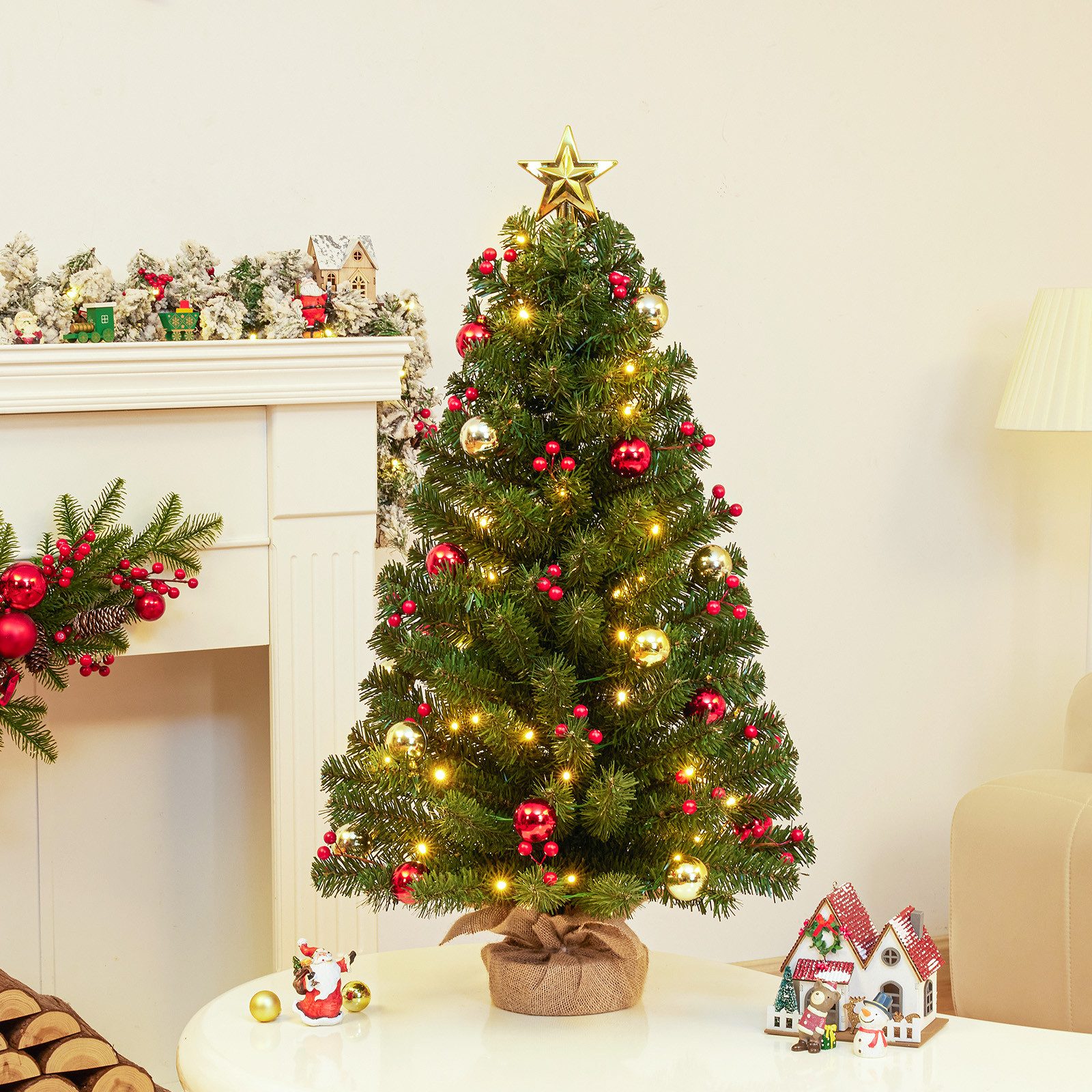Yorbay Künstlicher Weihnachtsbaum Mini Weihnachtsbaum mit warmweiß LEDs, 8 günstig online kaufen
