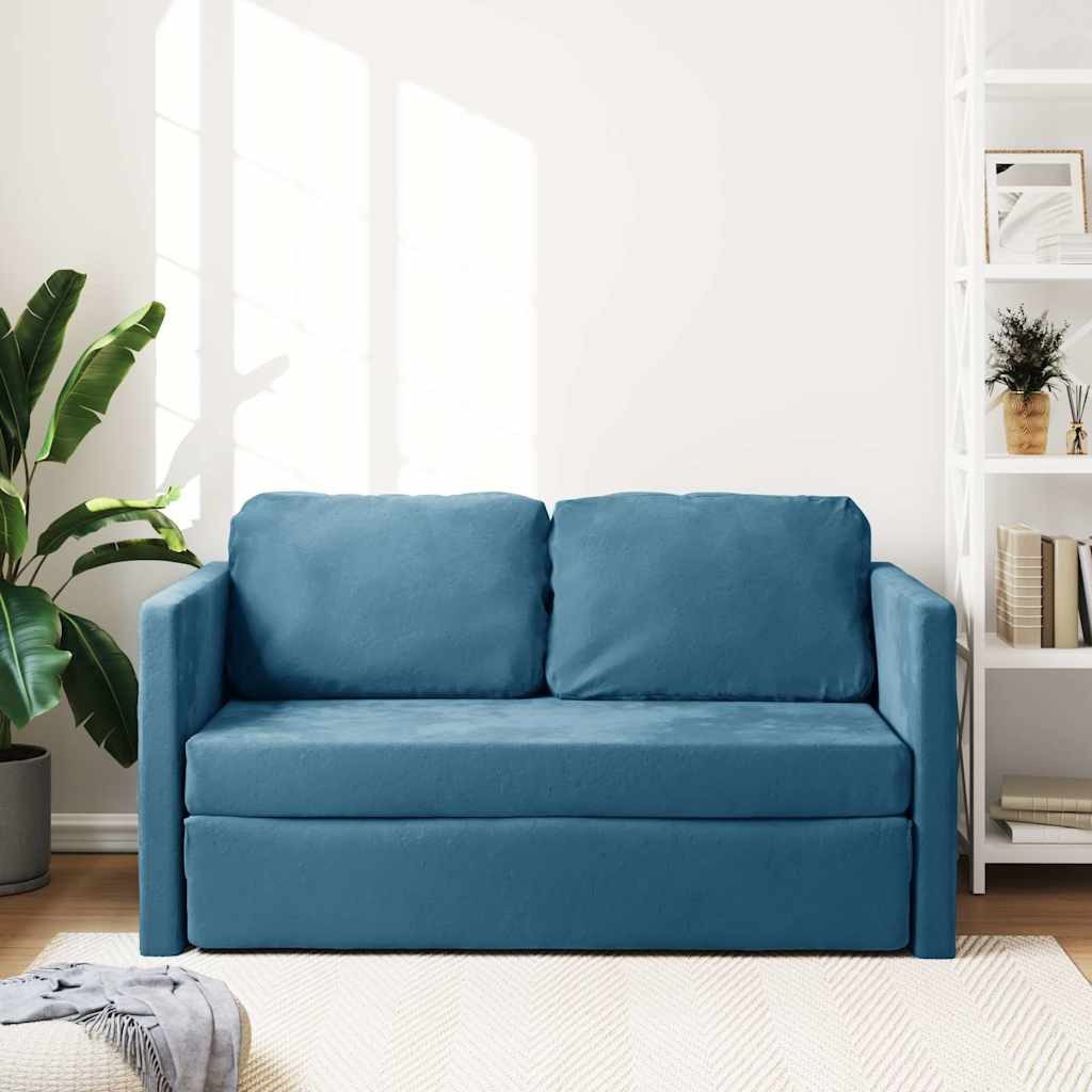 vidaXL Sofa Bodensofa mit Schlaffunktion Blau 122x204x55 cm Samt, 1 Teile