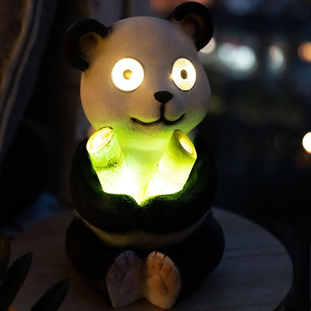 etc-shop LED Solarleuchte, LED-Leuchtmittel Warmweiß, LED verbaut, Panda Gartendeko Solar Kaltweiß, Solarleuchte Gartenlampen Außenleuchte fest
