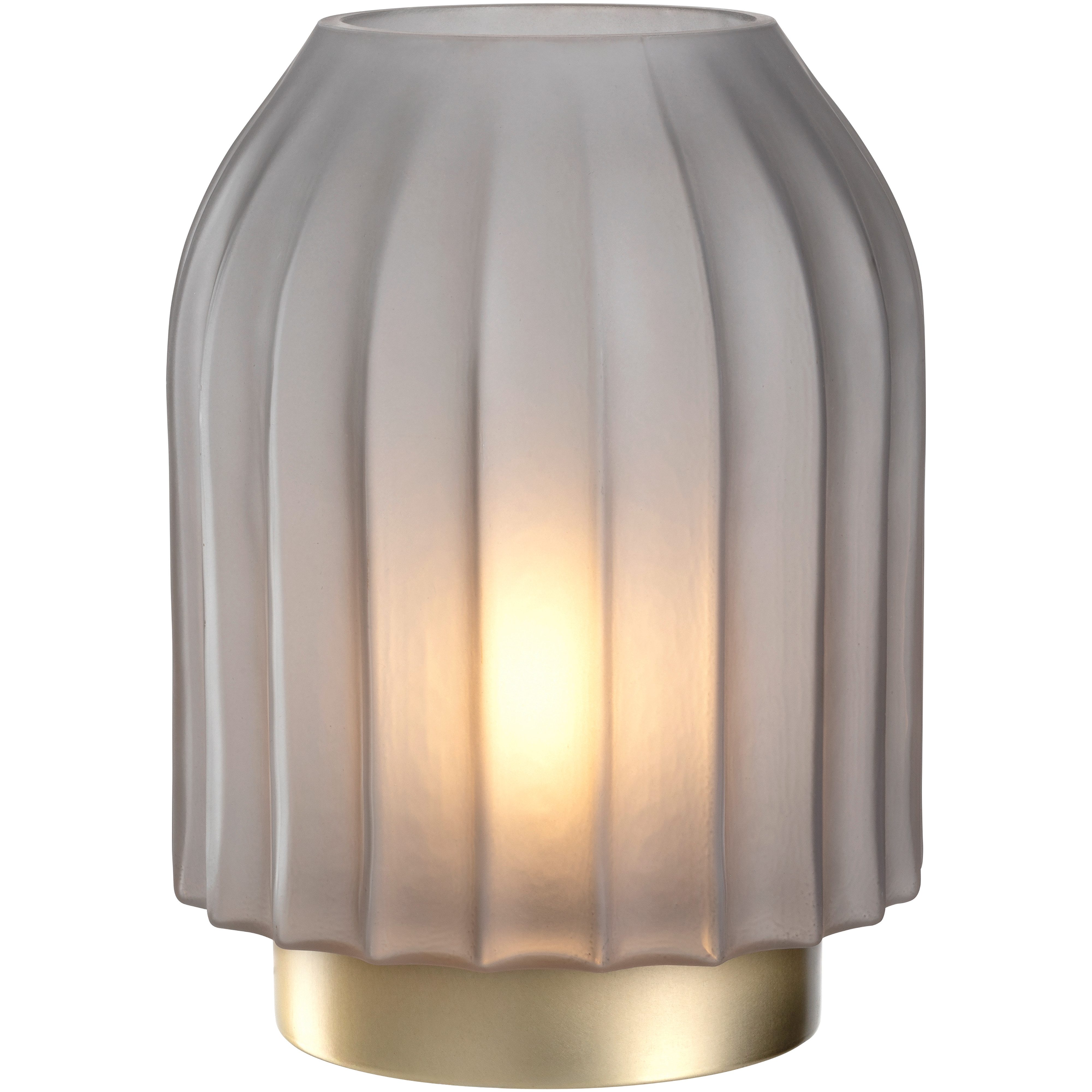 LEONARDO LED Dekolicht Silenzio, aus grauem Glas mit goldenem Sockel