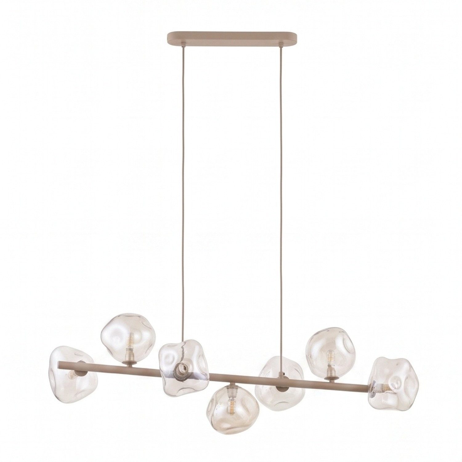 Licht-Erlebnisse Pendelleuchte UMERA, ohne Leuchtmittel, Rauchglas Metall H: max. 156 cm Beige Cognac G9 länglich Modern