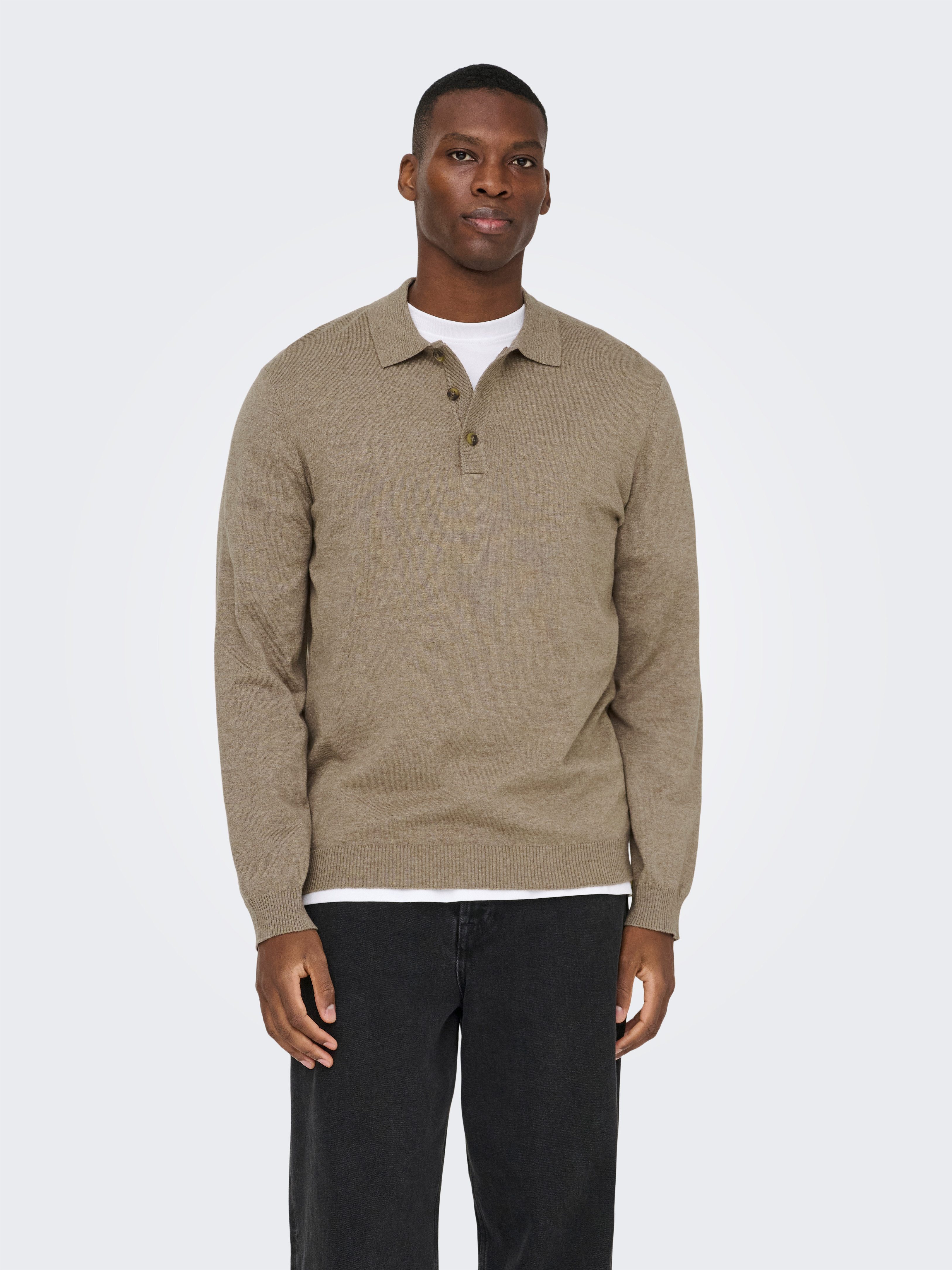 ONLY & SONS Polokragenpullover ONSLOUI REG 12 LS MEL POLO KNIT günstig online kaufen