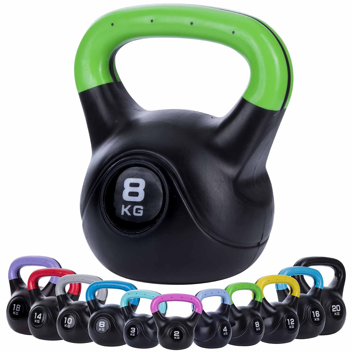 Body & Mind Kettlebell Body & Mind Kettlebell 2–20 kg – Profi Kettlebell mit Kunststoffmantel, (Profi Schwunghantel), Kraftraining Workout Gewicht (8 kg)